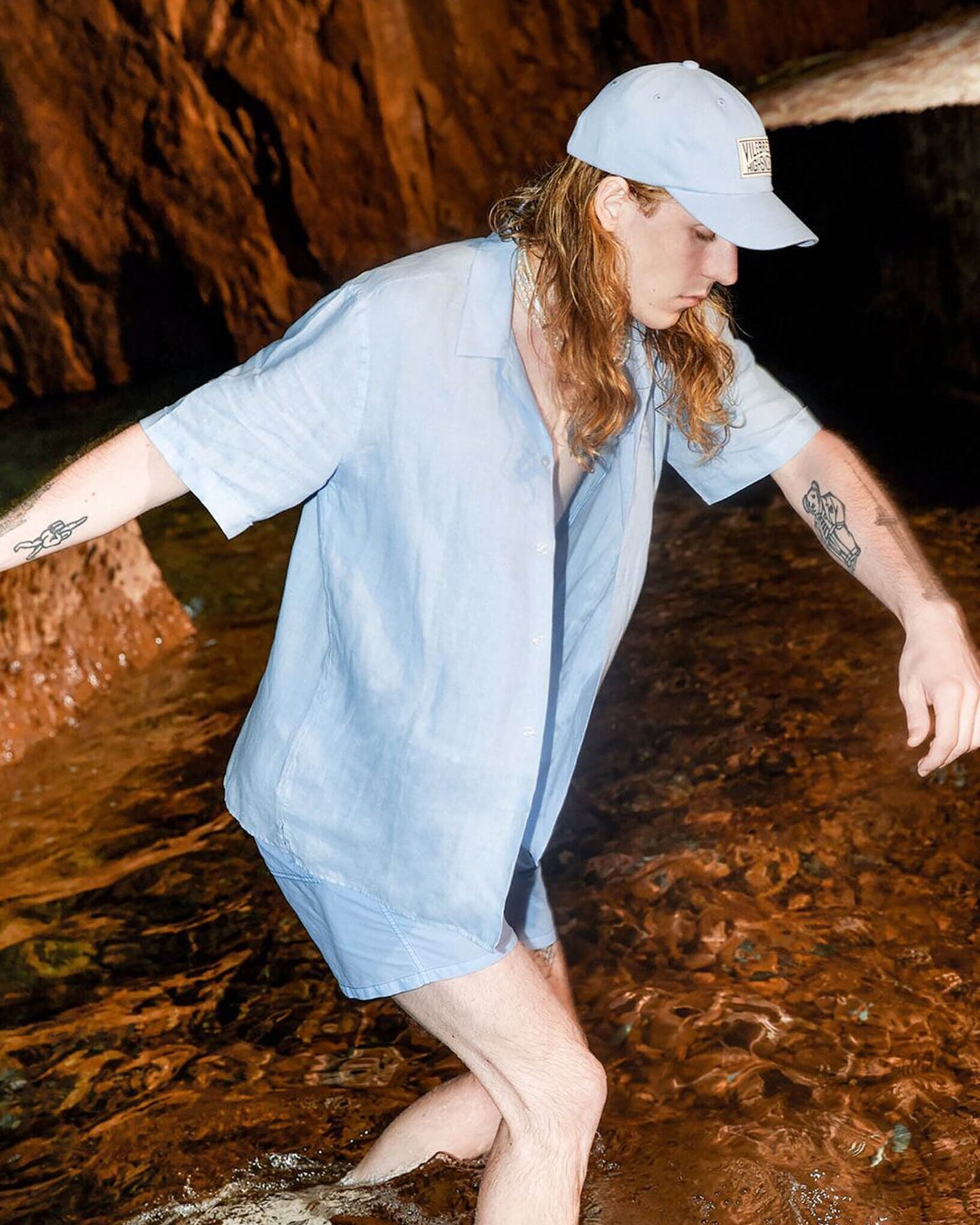Vilebrequin Men Linen Bowling Shirt Solid - Vilebrequin x Highsnobiety - Blue Chambray Website | HARZ3U00