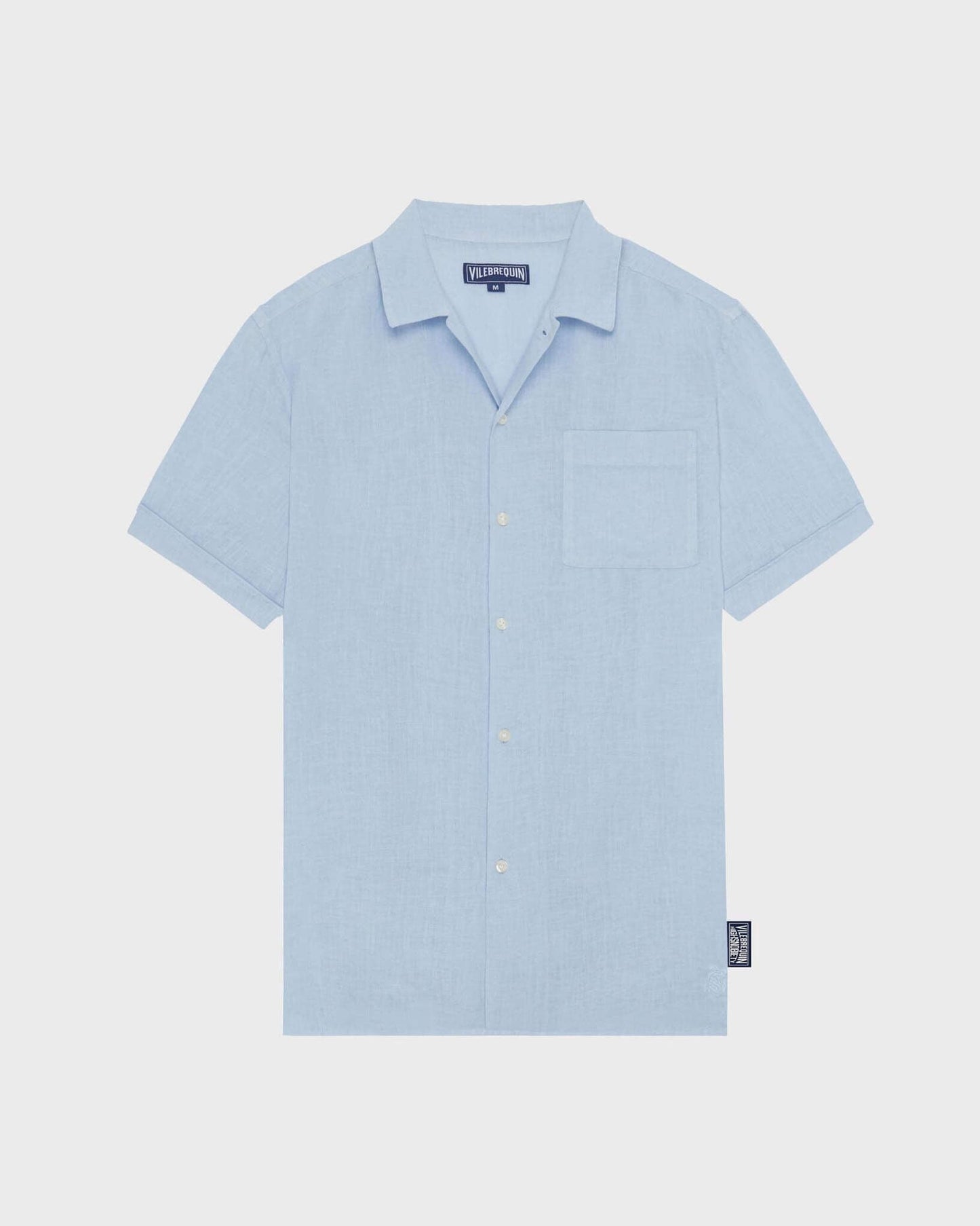 Vilebrequin Men Linen Bowling Shirt Solid - Vilebrequin x Highsnobiety - Blue Chambray Website | HARZ3U00