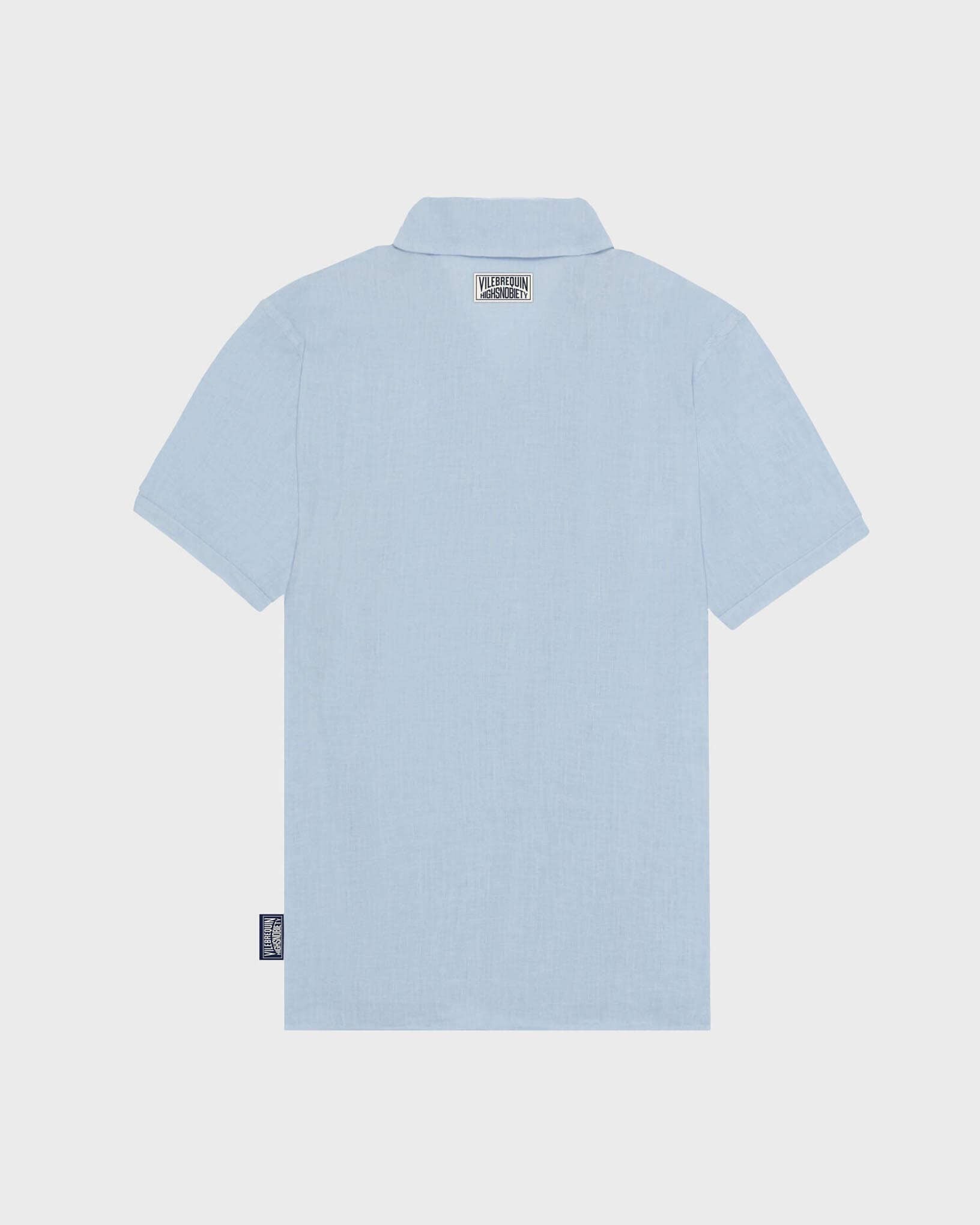 Vilebrequin Men Linen Bowling Shirt Solid - Vilebrequin x Highsnobiety - Blue Chambray Website | HARZ3U00