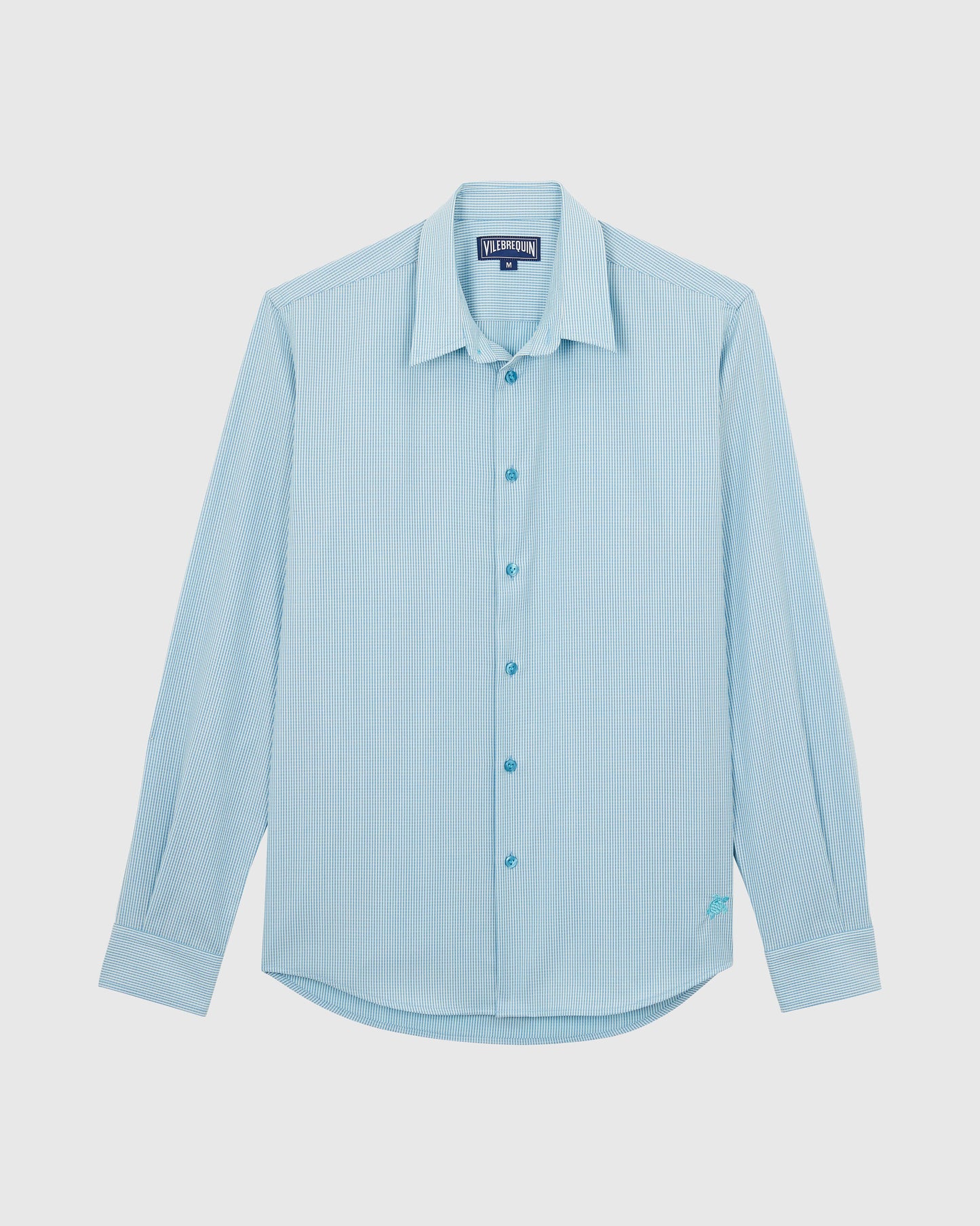 Vilebrequin Men Wool Shirt Micro Rayures Tailoring - Blue topaz
