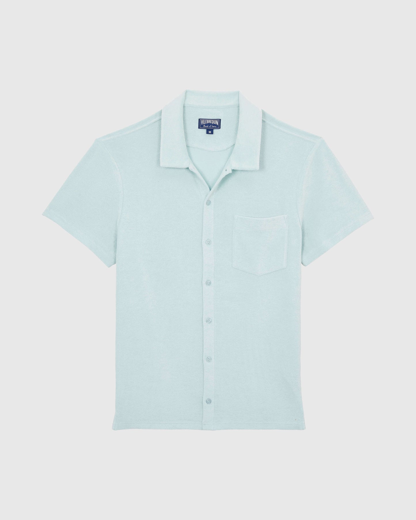 Vilebrequin Men Cotton Bowling Shirt Solid - Blue Pacific Shirt