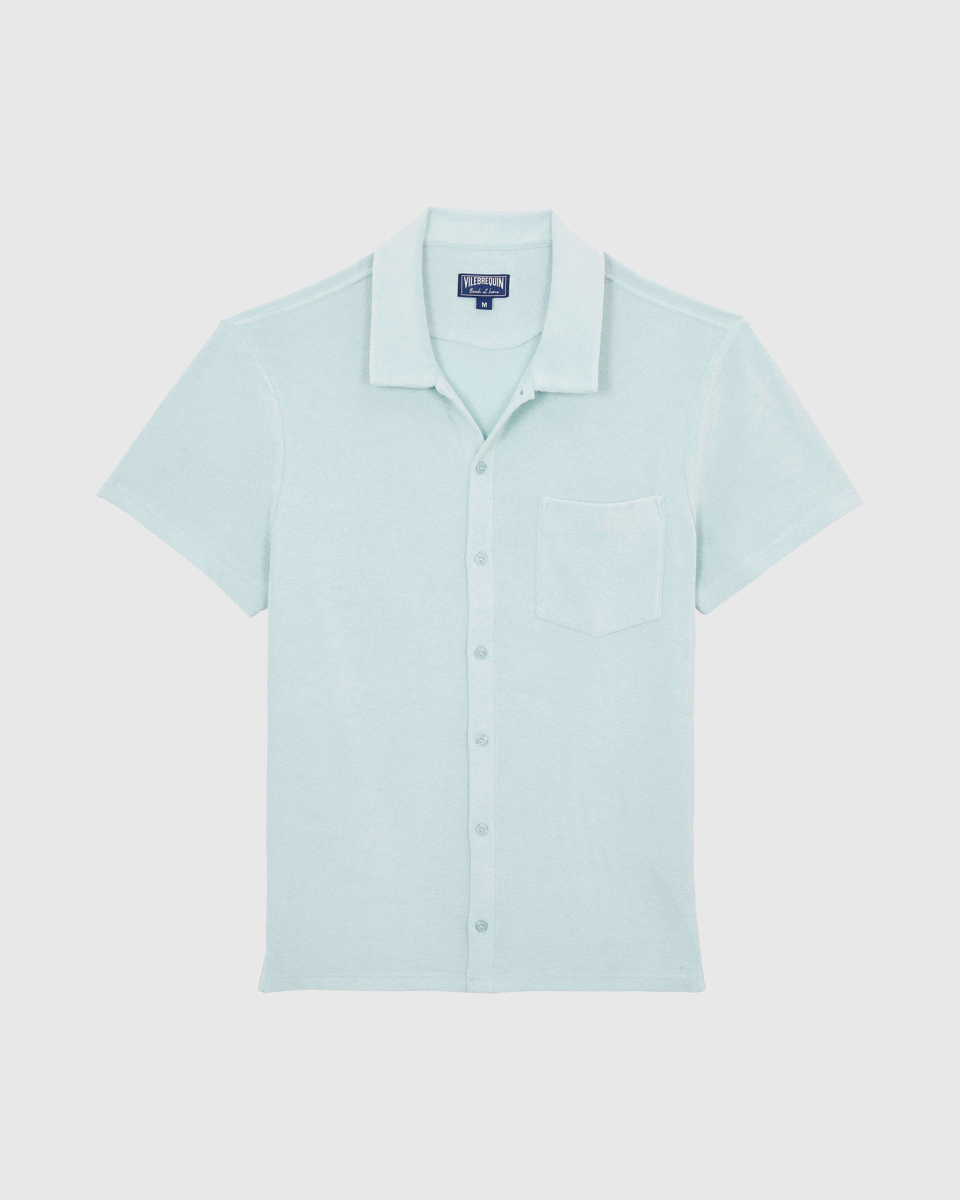 Vilebrequin Men Cotton Bowling Shirt Solid - Blue Pacific Shirt