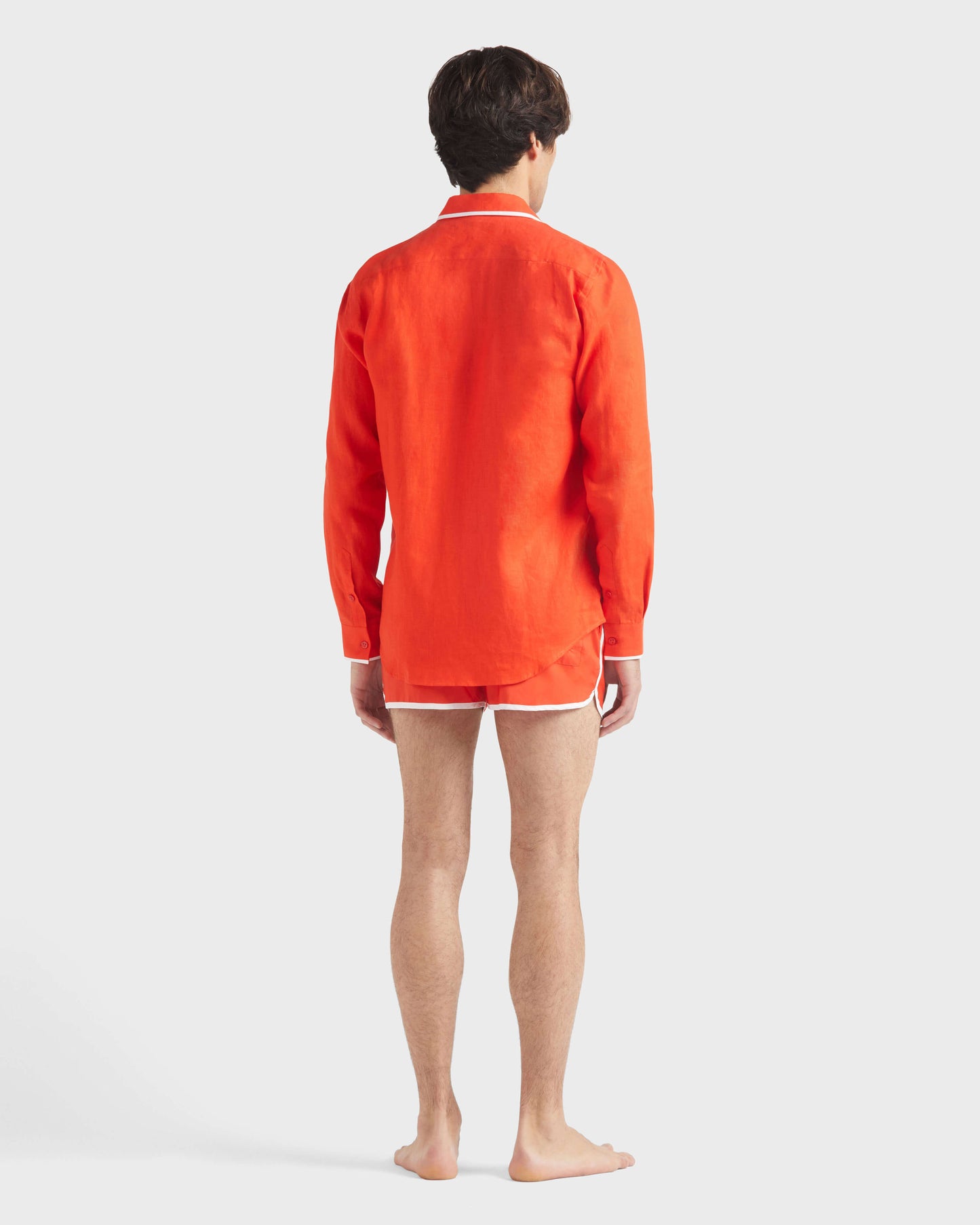 Vilebrequin Men Linen Shirt VBQ Line - Poppy red