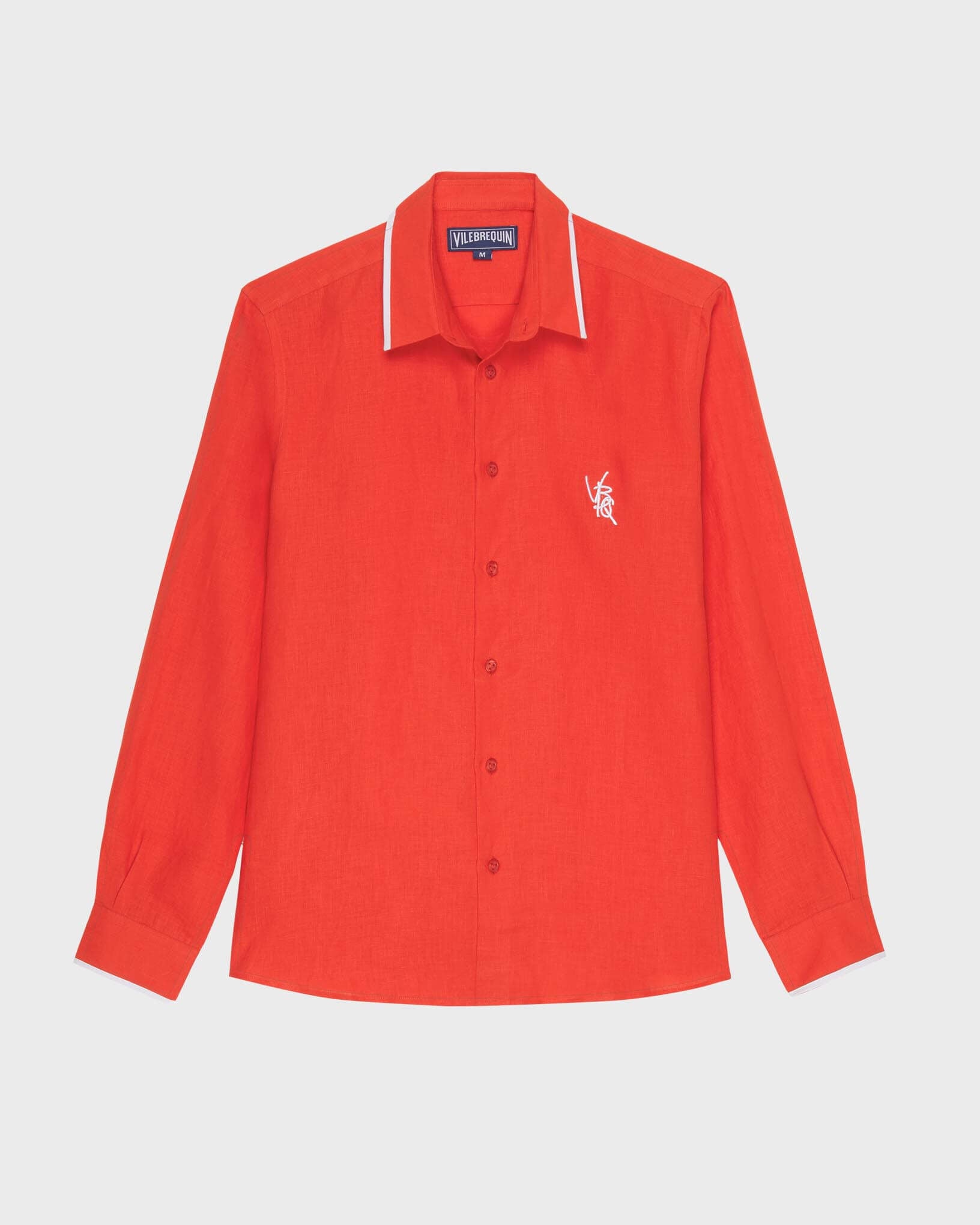 Vilebrequin Men Linen Shirt VBQ Line - Poppy red
