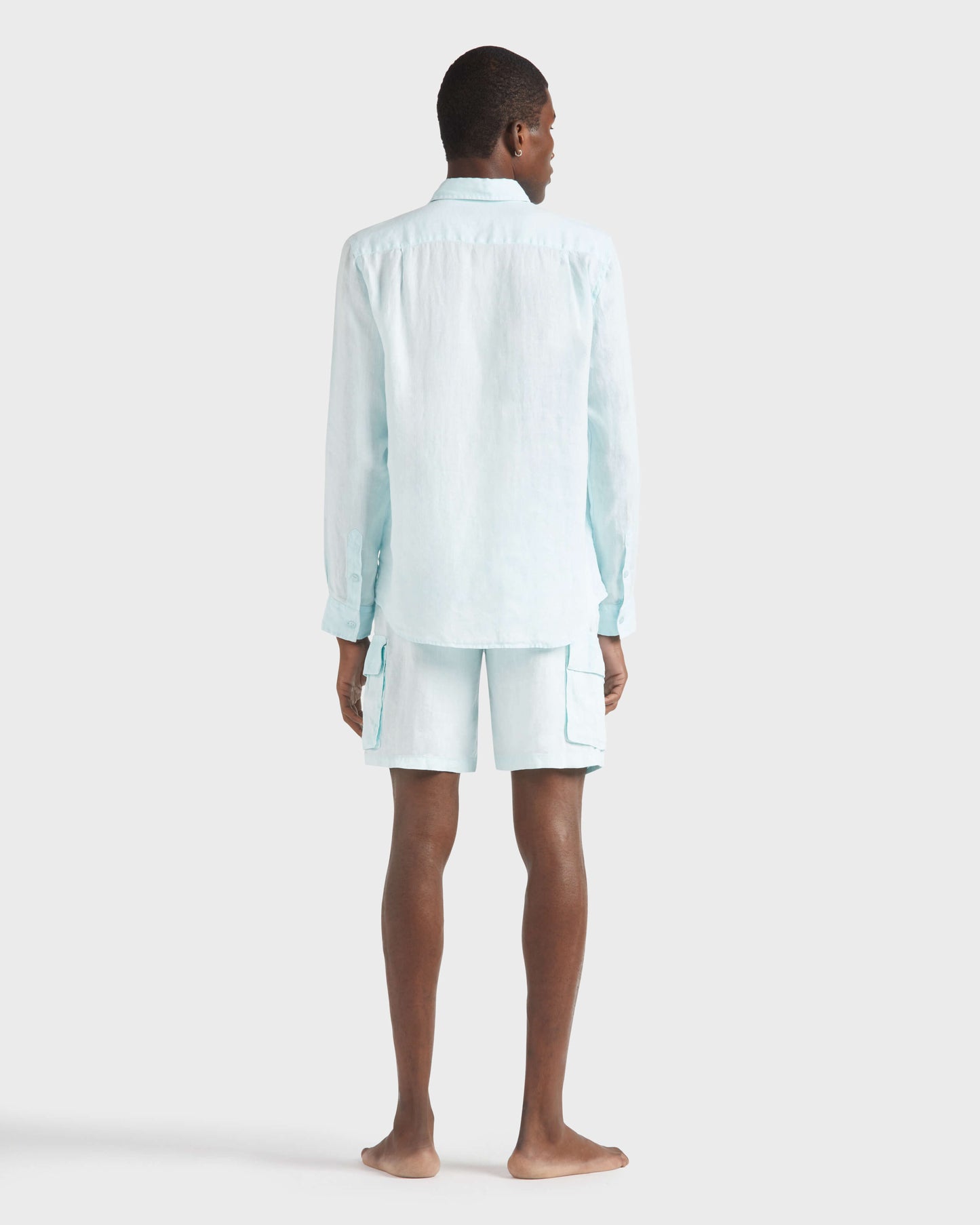 Vilebrequin Men Linen Shirt Natural dye - Blue Pacific