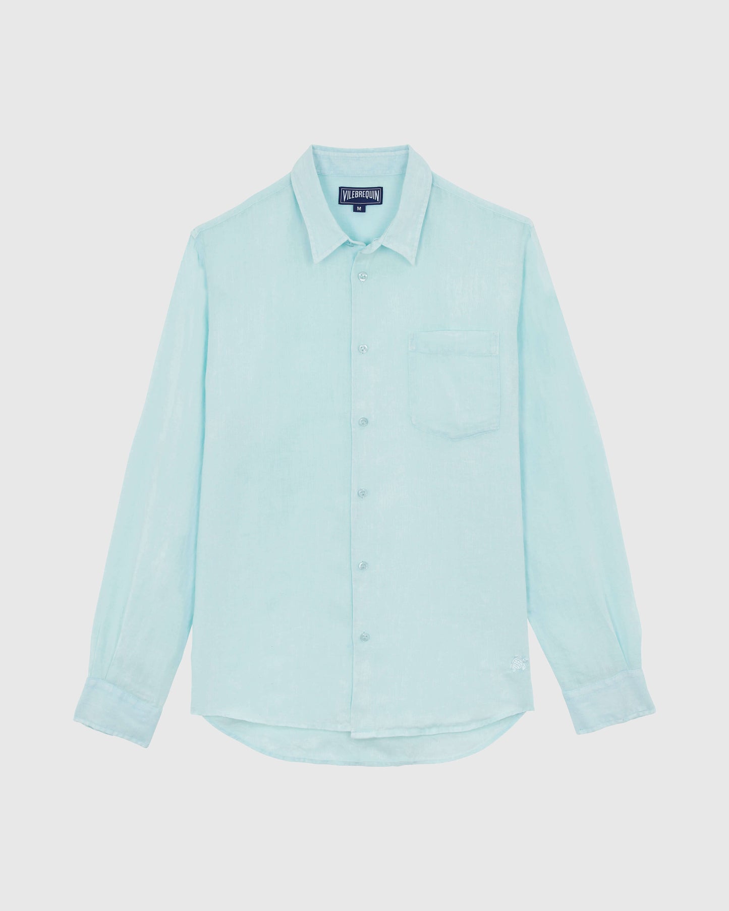 Vilebrequin Men Linen Shirt Natural dye - Blue Pacific