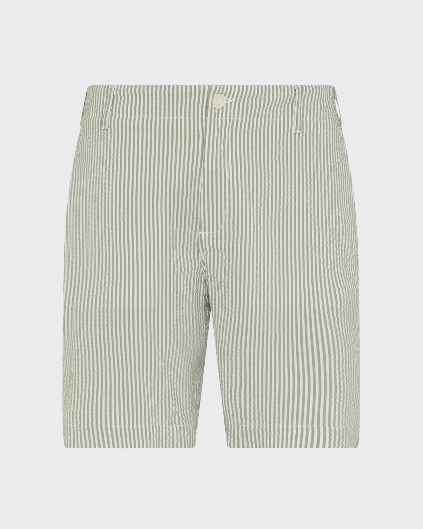 Vilebrequin Men Stretch Cotton Bermuda Shorts Seersuckers Stripes - Green Khaki