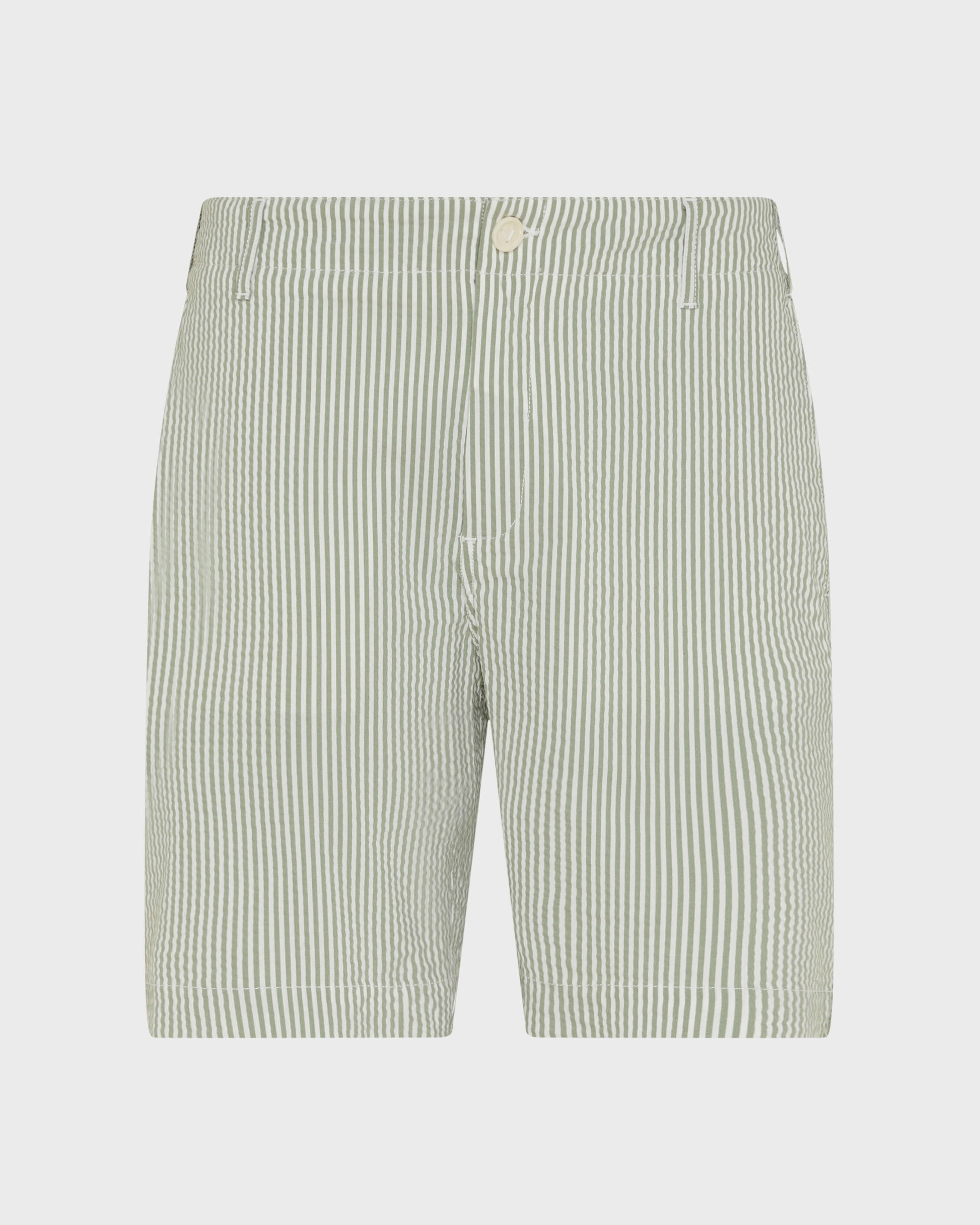 Vilebrequin Men Stretch Cotton Bermuda Shorts Seersuckers Stripes - Green Khaki