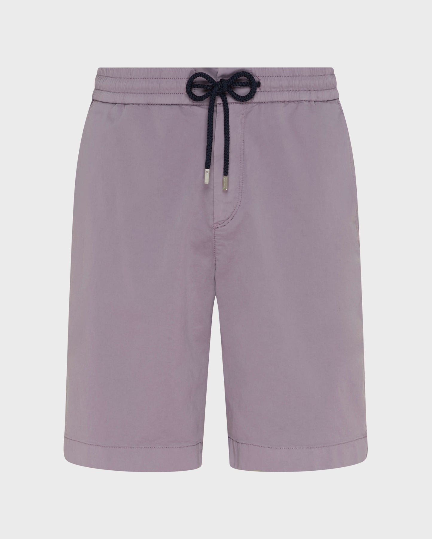 Vilebrequin Men Satin Cotton Elastic waist Bermuda Shorts Solid - Purple Ouragan