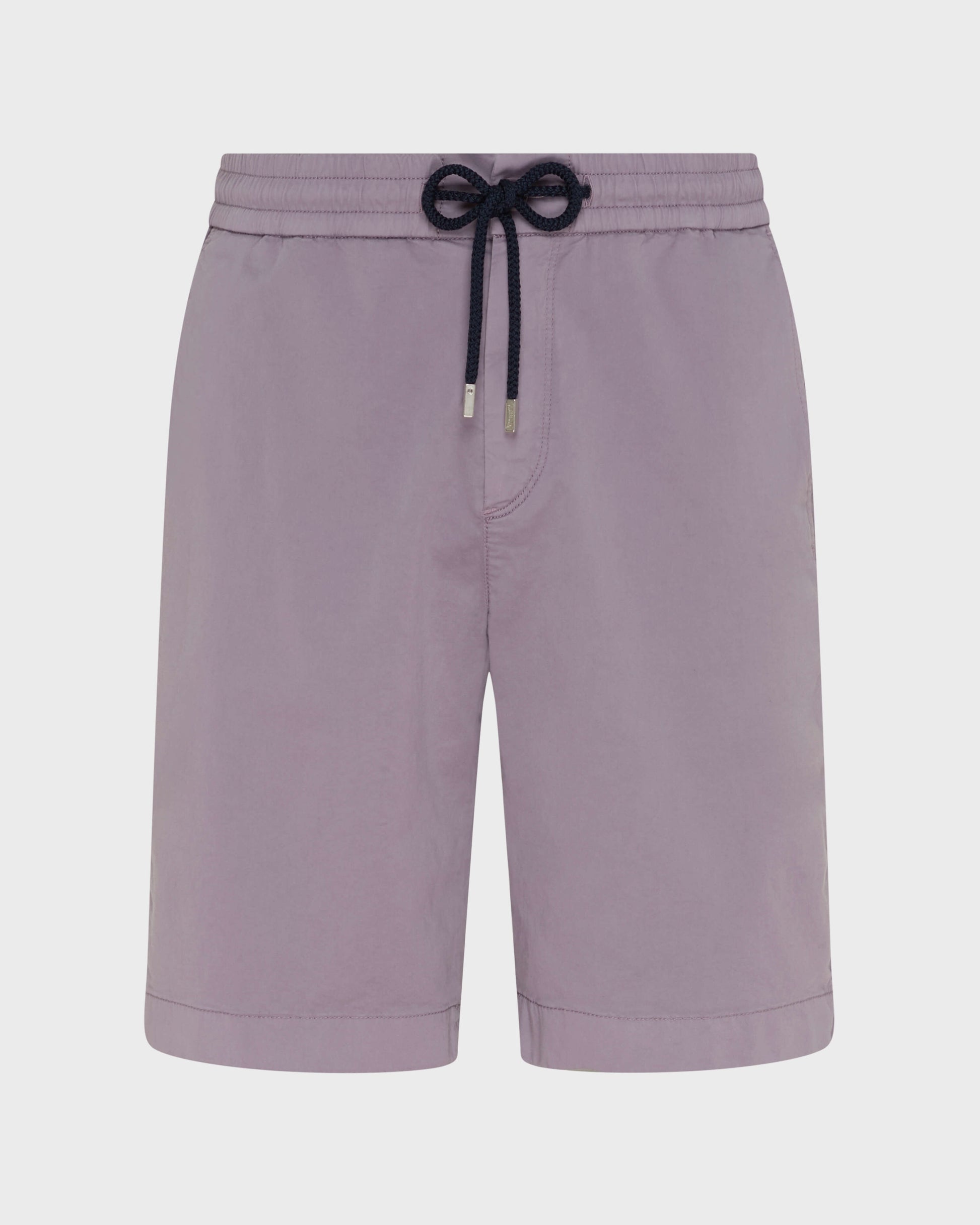Vilebrequin Men Satin Cotton Elastic waist Bermuda Shorts Solid - Purple Ouragan