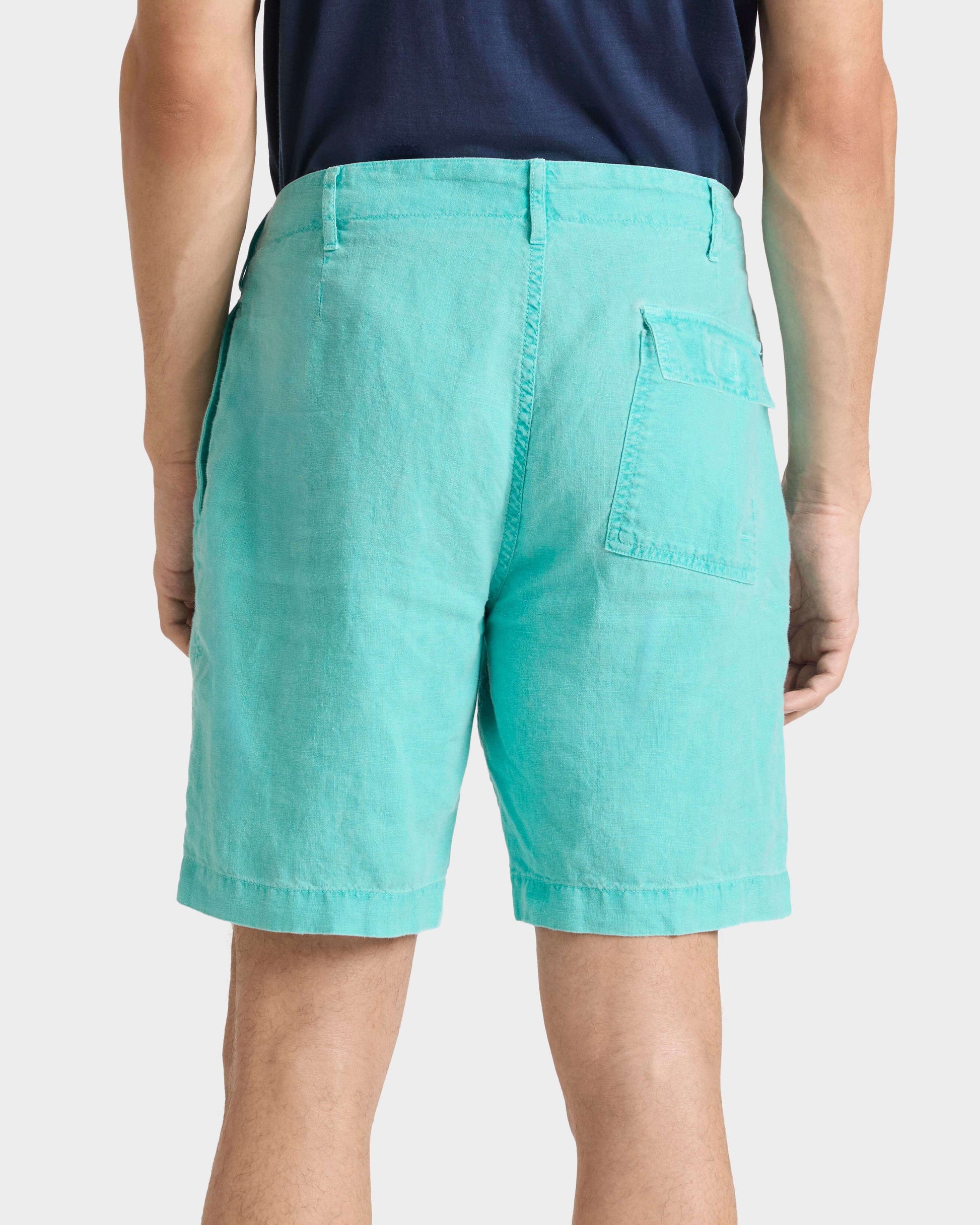 Vilebrequin Men Mineral Dye Linen Bermuda Shorts - Green Aventurine