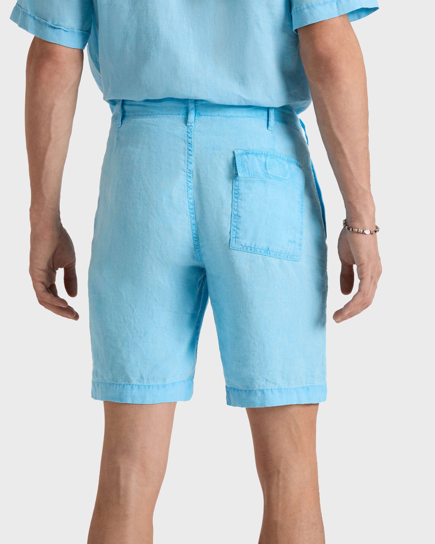 Vilebrequin Men Mineral Dye Linen Bermuda Shorts - Blue Larimar