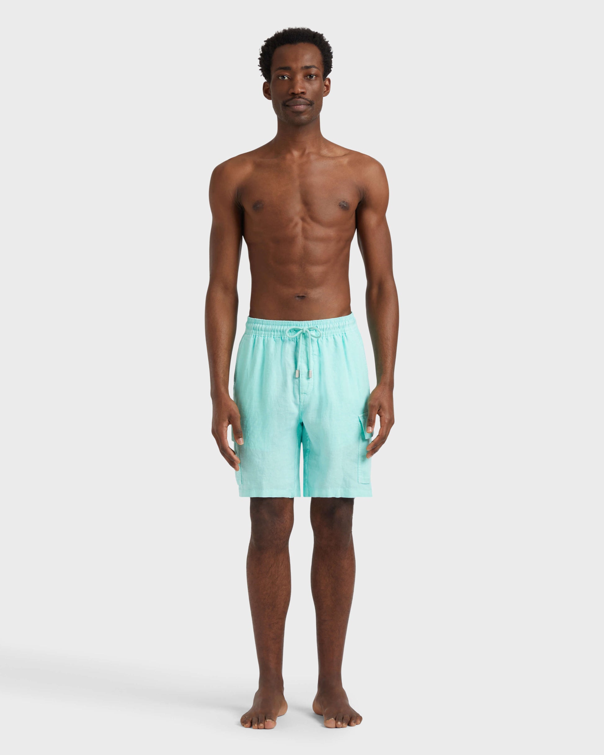Vilebrequin Men Linen Bermuda Shorts Cargo Pockets | Site Vilebrequin | BAIU3U01