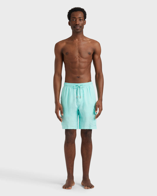 Vilebrequin Men Linen Bermuda Shorts Cargo Pockets | Site Vilebrequin | BAIU3U01