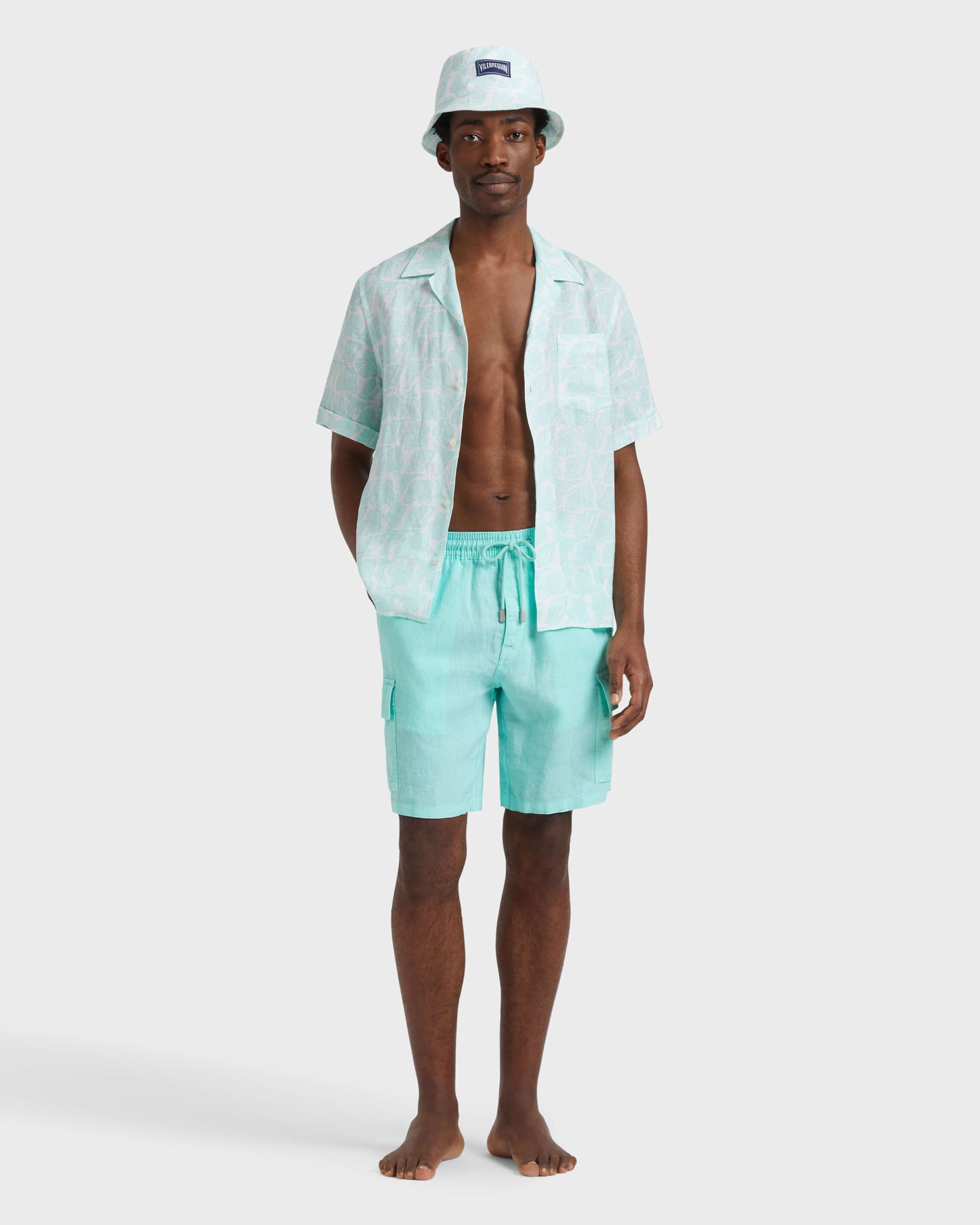 Vilebrequin Men Linen Bermuda Shorts Cargo Pockets | Site Vilebrequin | BAIU3U01