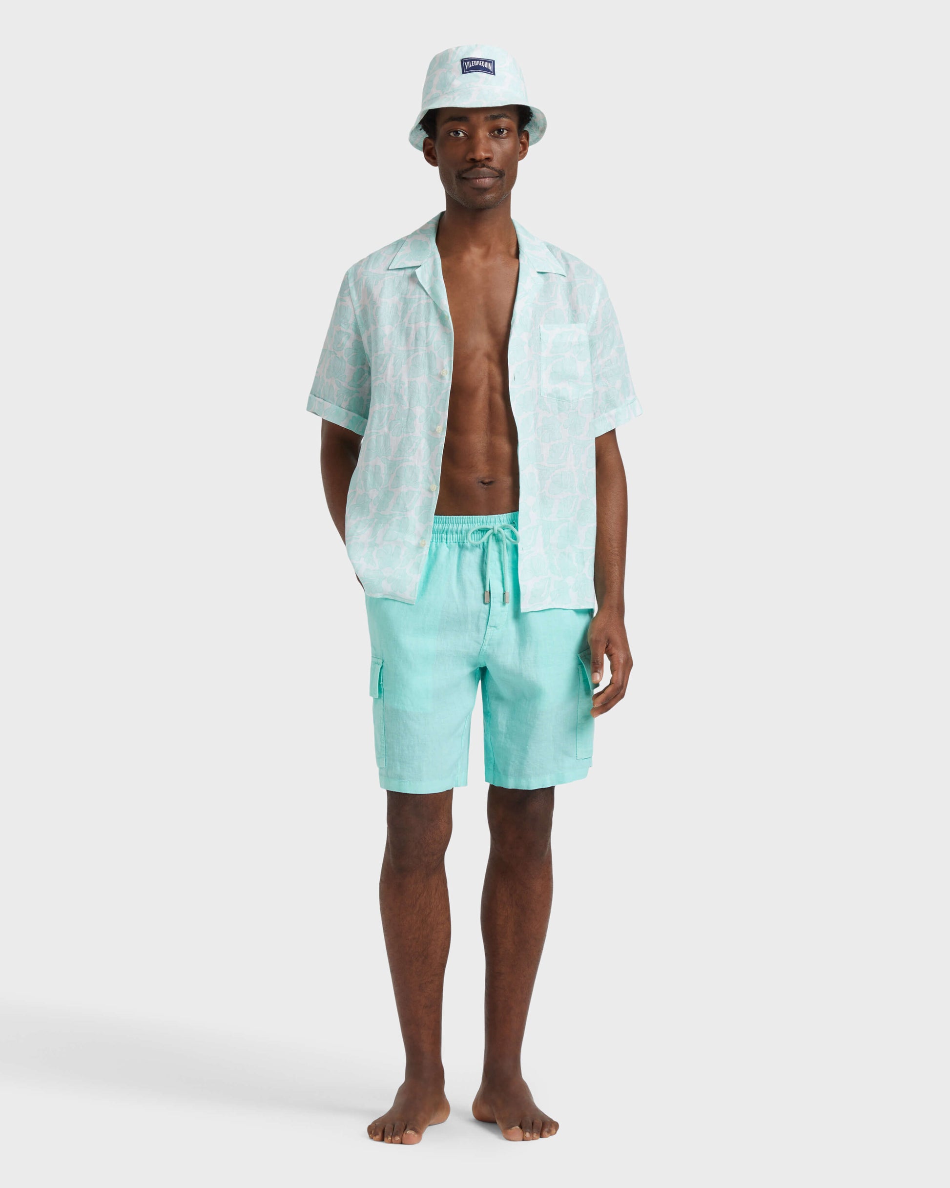 Vilebrequin Men Linen Bermuda Shorts Cargo Pockets | Site Vilebrequin | BAIU3U01