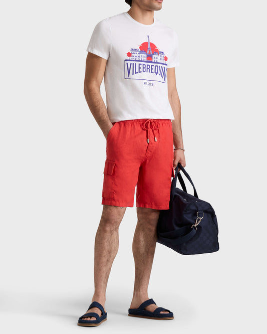 Vilebrequin Men Linen Bermuda Shorts Cargo Pockets | Site Vilebrequin | BAIU3U01