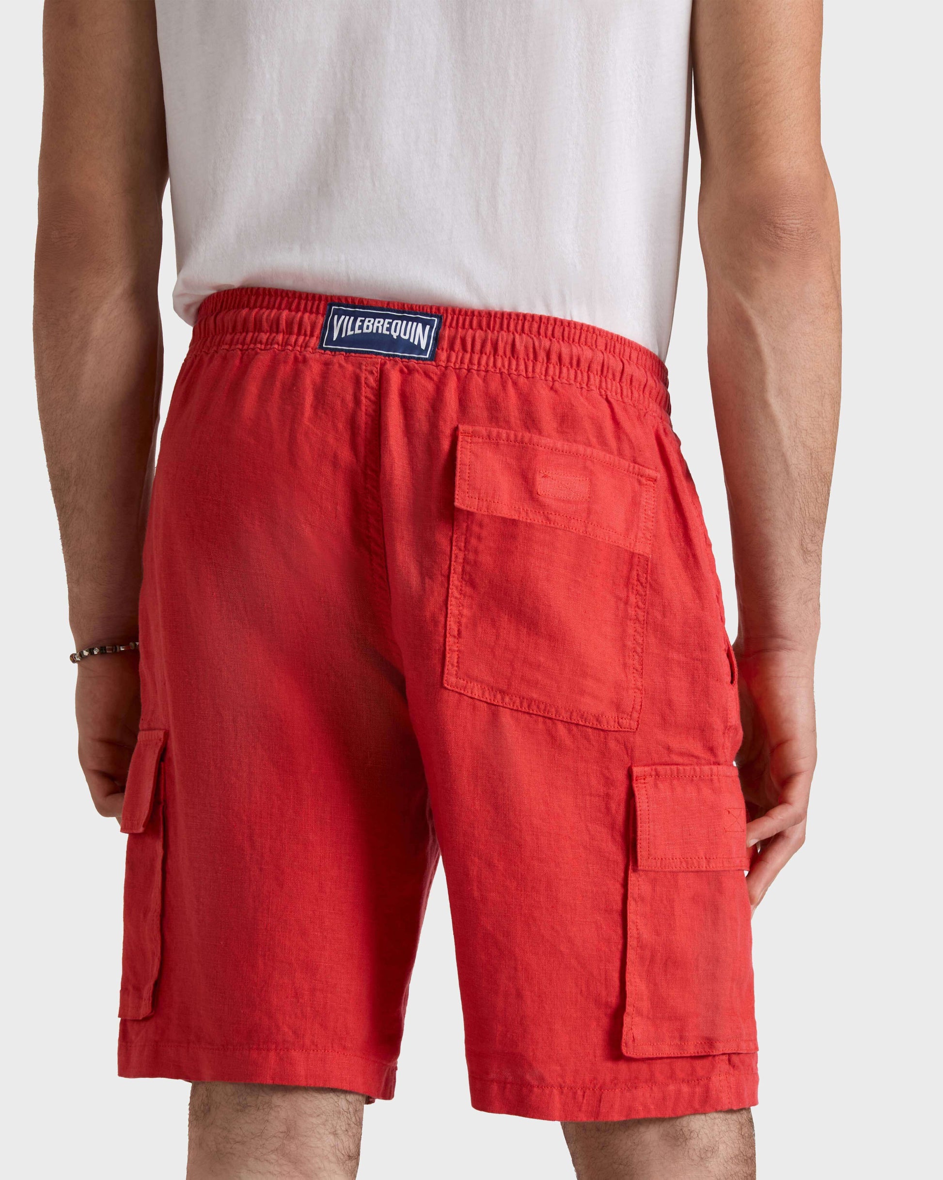 Vilebrequin Men Linen Bermuda Shorts Cargo Pockets | Site Vilebrequin | BAIU3U01