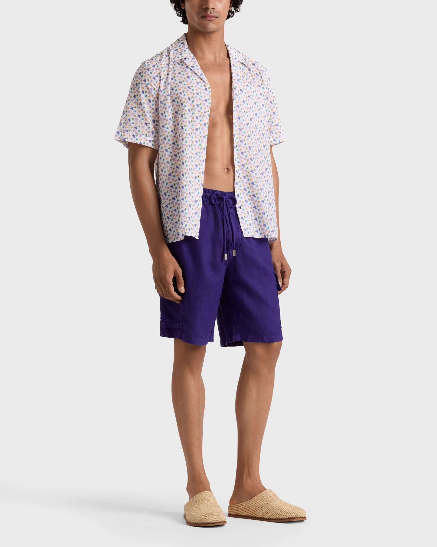 Vilebrequin Men Linen Bermuda Shorts Cargo Pockets | Site Vilebrequin | BAIU3U01