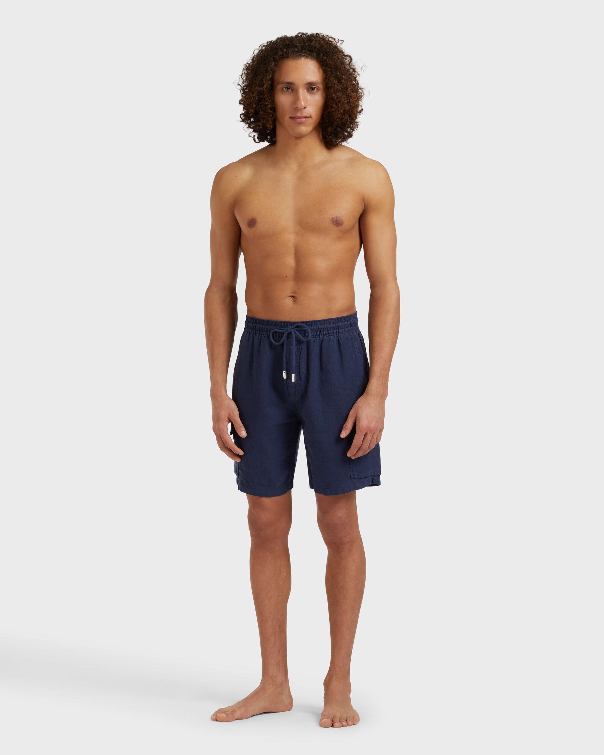 Vilebrequin Men Linen Bermuda Shorts Cargo Pockets | Site Vilebrequin | BAIU3U01