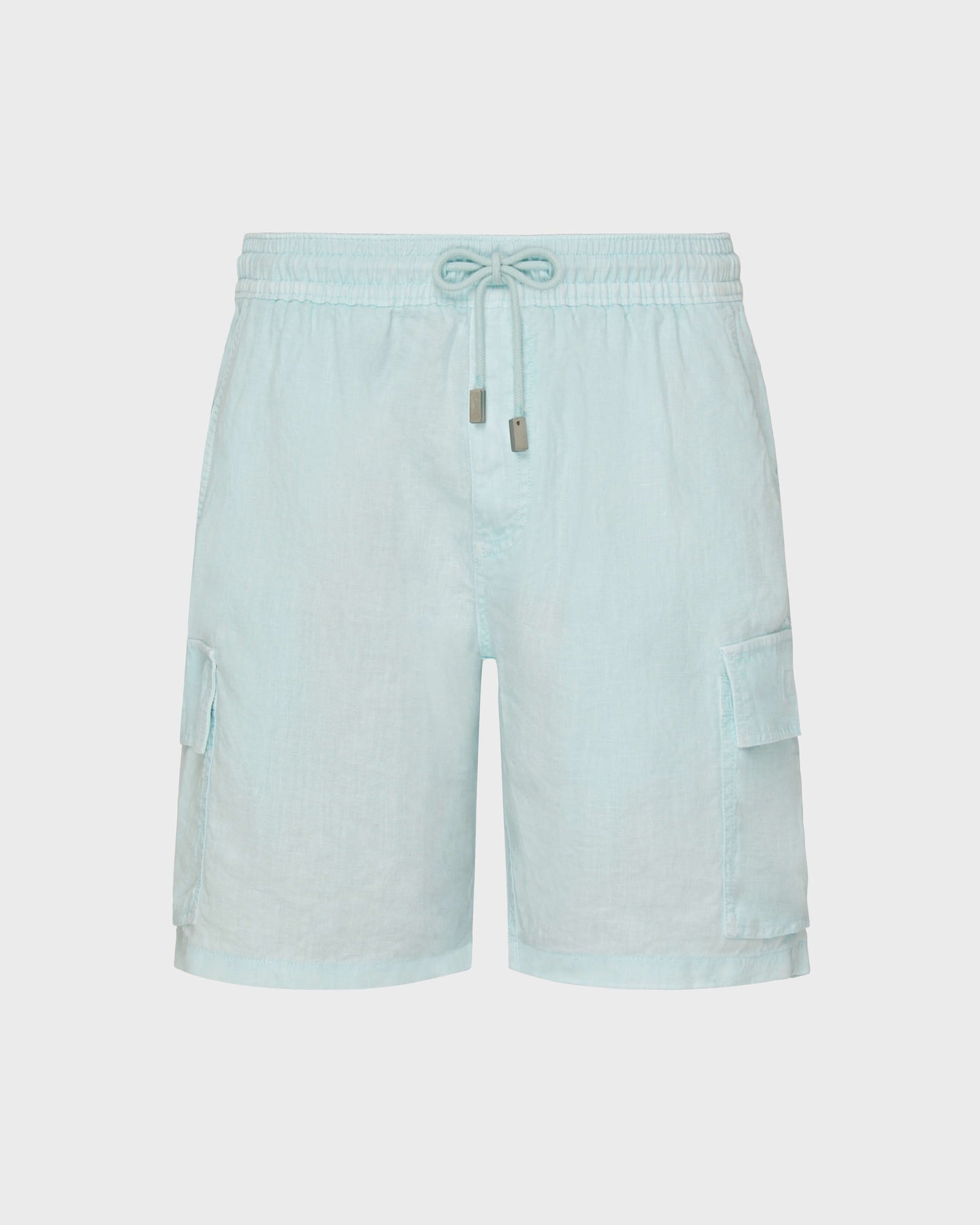 Vilebrequin Men Linen Bermuda Shorts Cargo Pockets Natural Dye - Blue Pacific