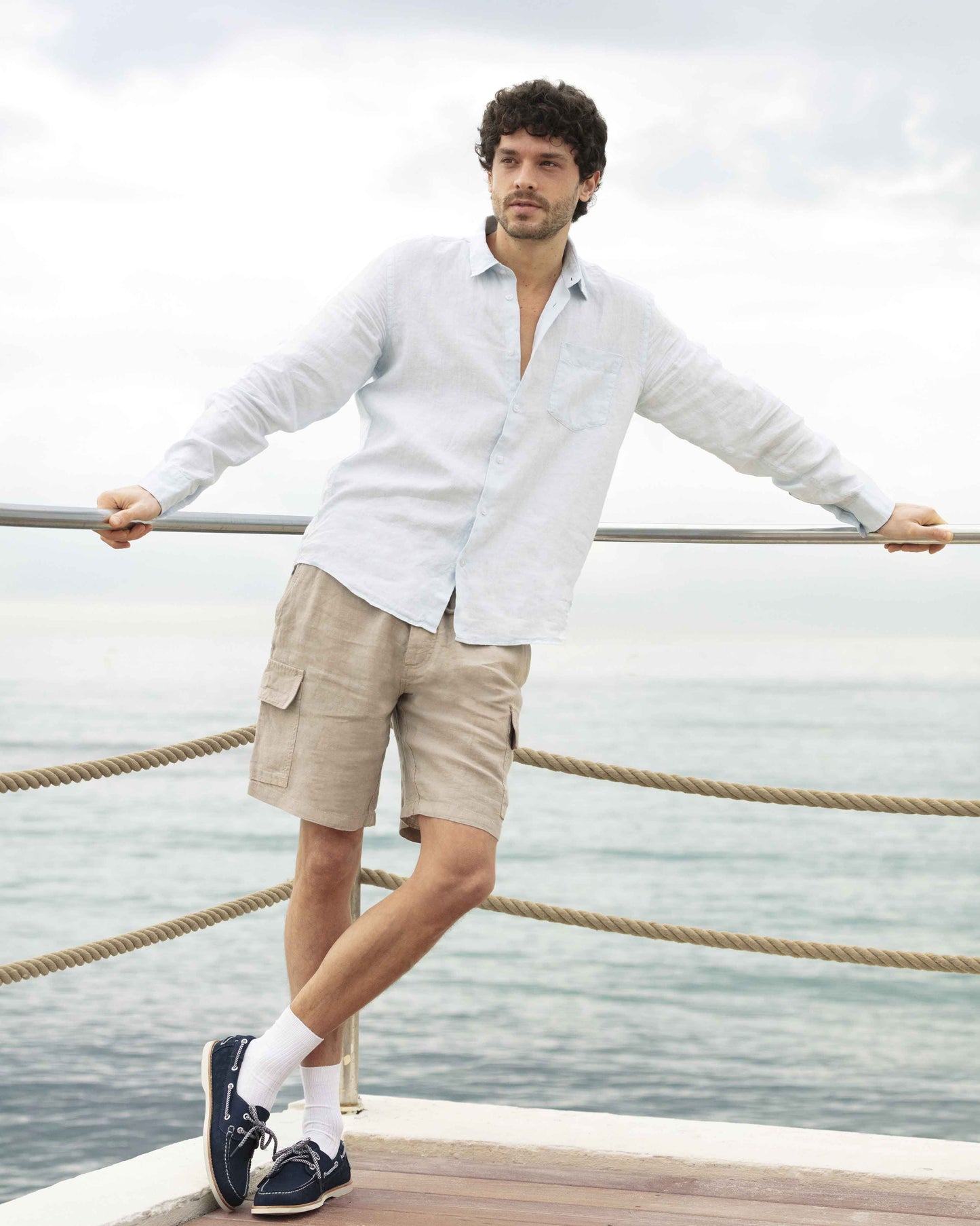Vilebrequin Men Linen Bermuda Shorts Cargo Pockets | Site Vilebrequin | BAIU3U01