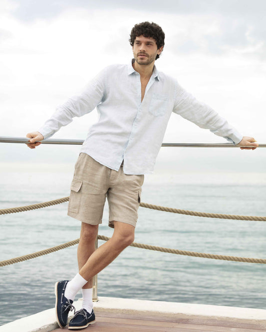 Vilebrequin Men Linen Bermuda Shorts Cargo Pockets | Site Vilebrequin | BAIU3U01