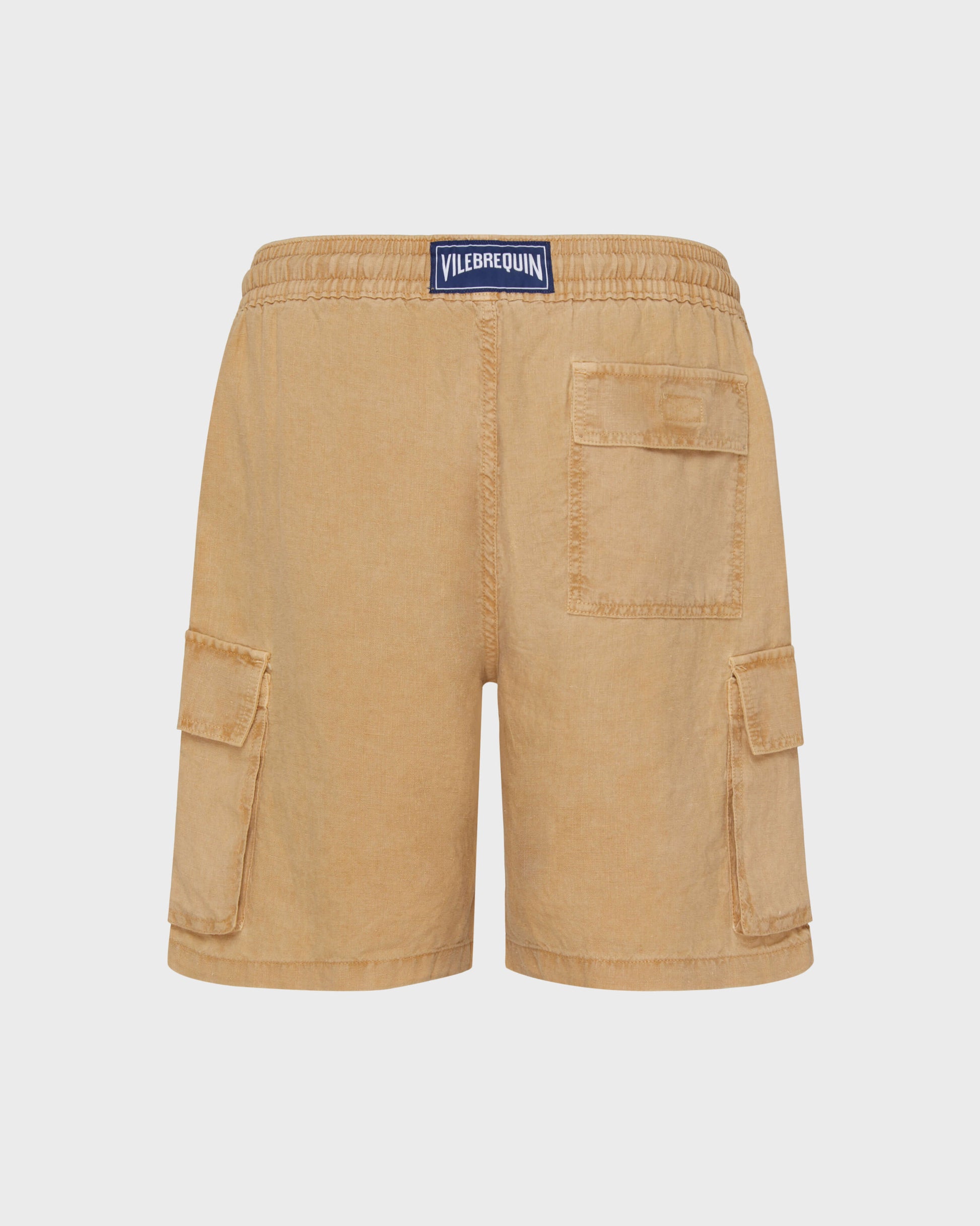 Vilebrequin Men Linen Bermuda Shorts Cargo Pockets Natural Dye - Brown Mocha