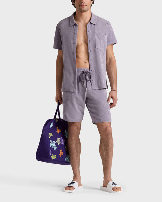 Vilebrequin Men Terry Bermuda Shorts Solid - Purple Ouragan
