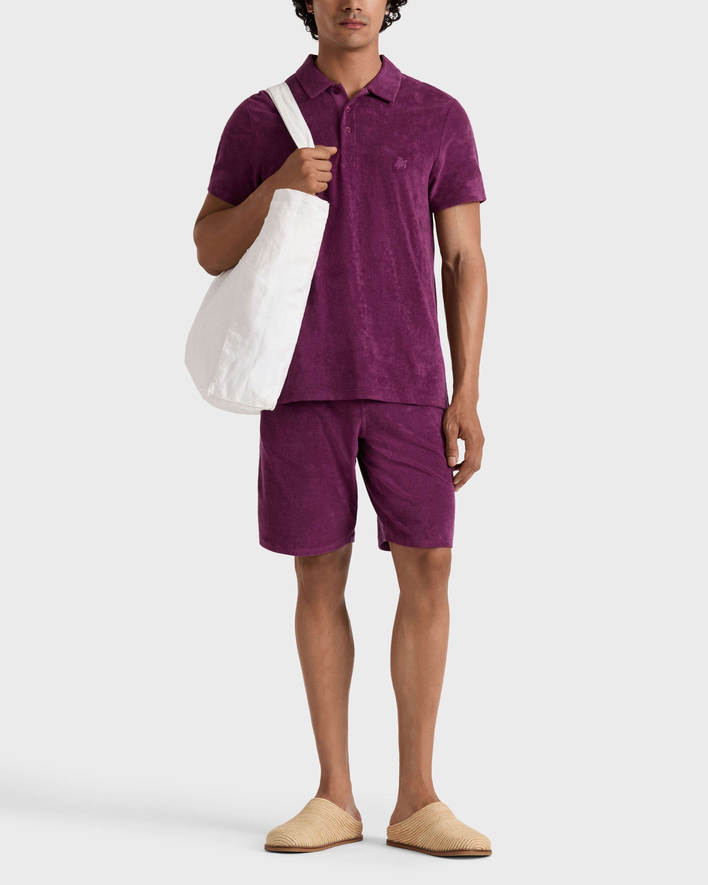Vilebrequin Men Terry Bermuda Shorts Solid - Purple Kerala