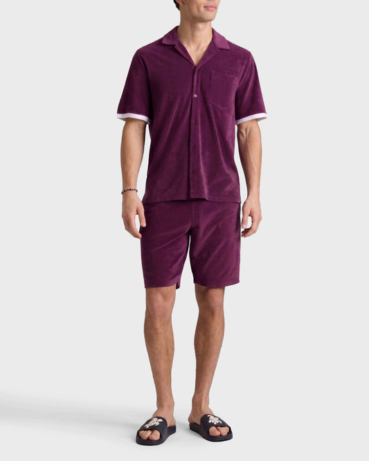 Vilebrequin Men Terry Bermuda Shorts Solid - Purple Kerala