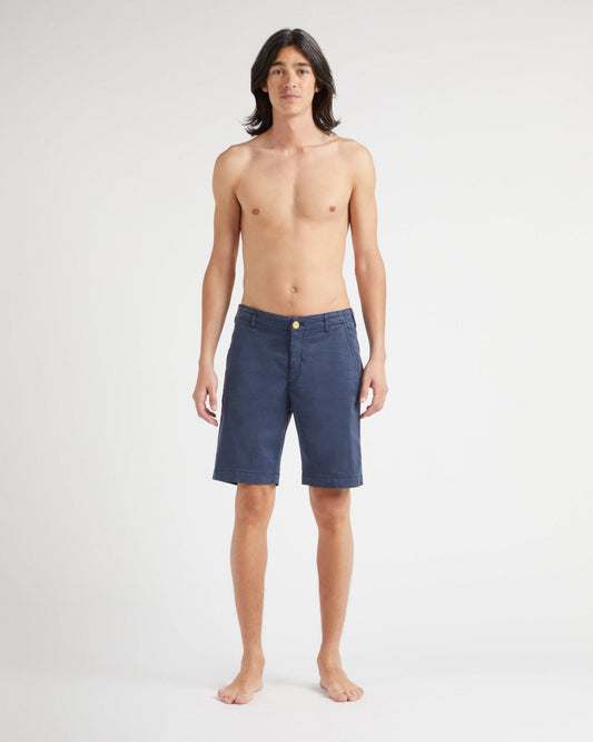 Vilebrequin Men Tencel Bermuda Shorts Solid - Blue Navy Shorts