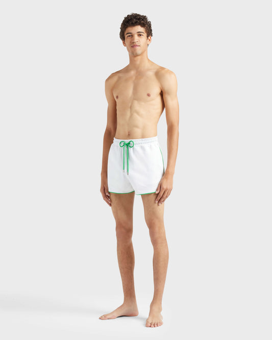 Vilebrequin Men Organic Cotton Bermuda Shorts Vbq Line - White