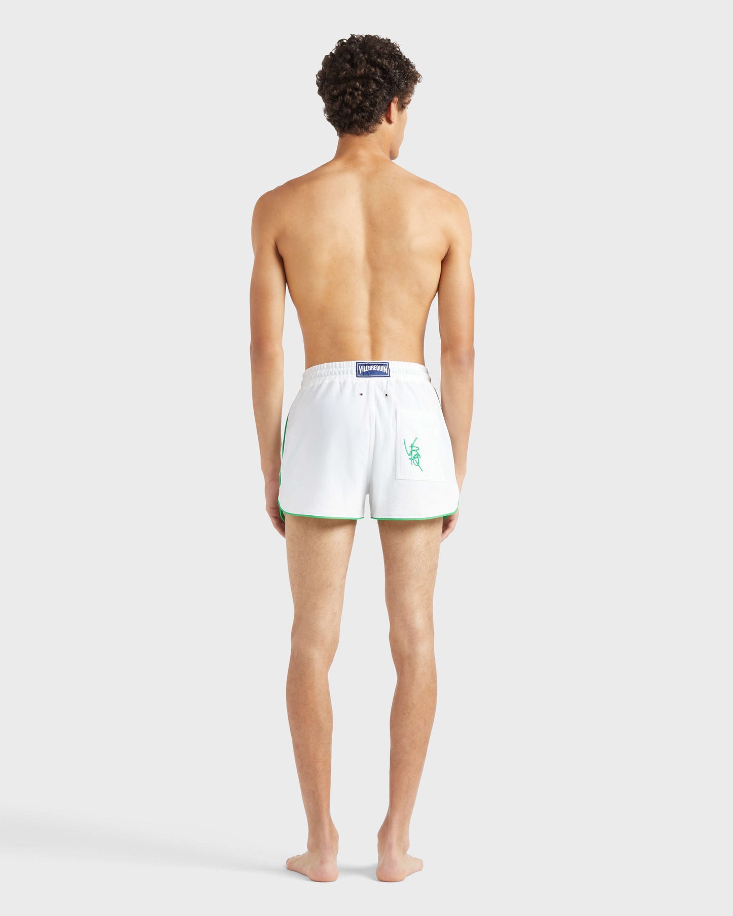 Vilebrequin Men Organic Cotton Bermuda Shorts Vbq Line - White