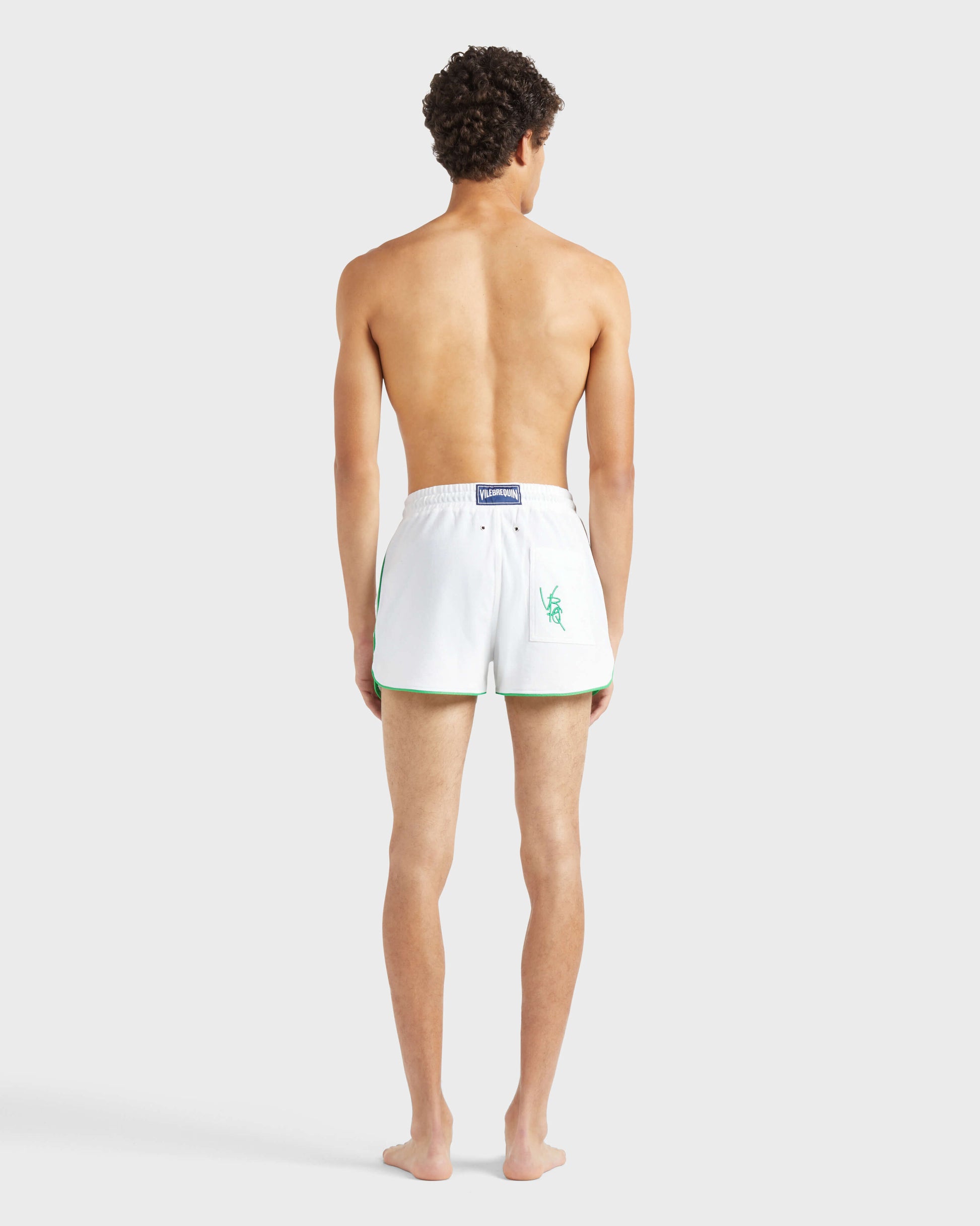 Vilebrequin Men Organic Cotton Bermuda Shorts Vbq Line - White