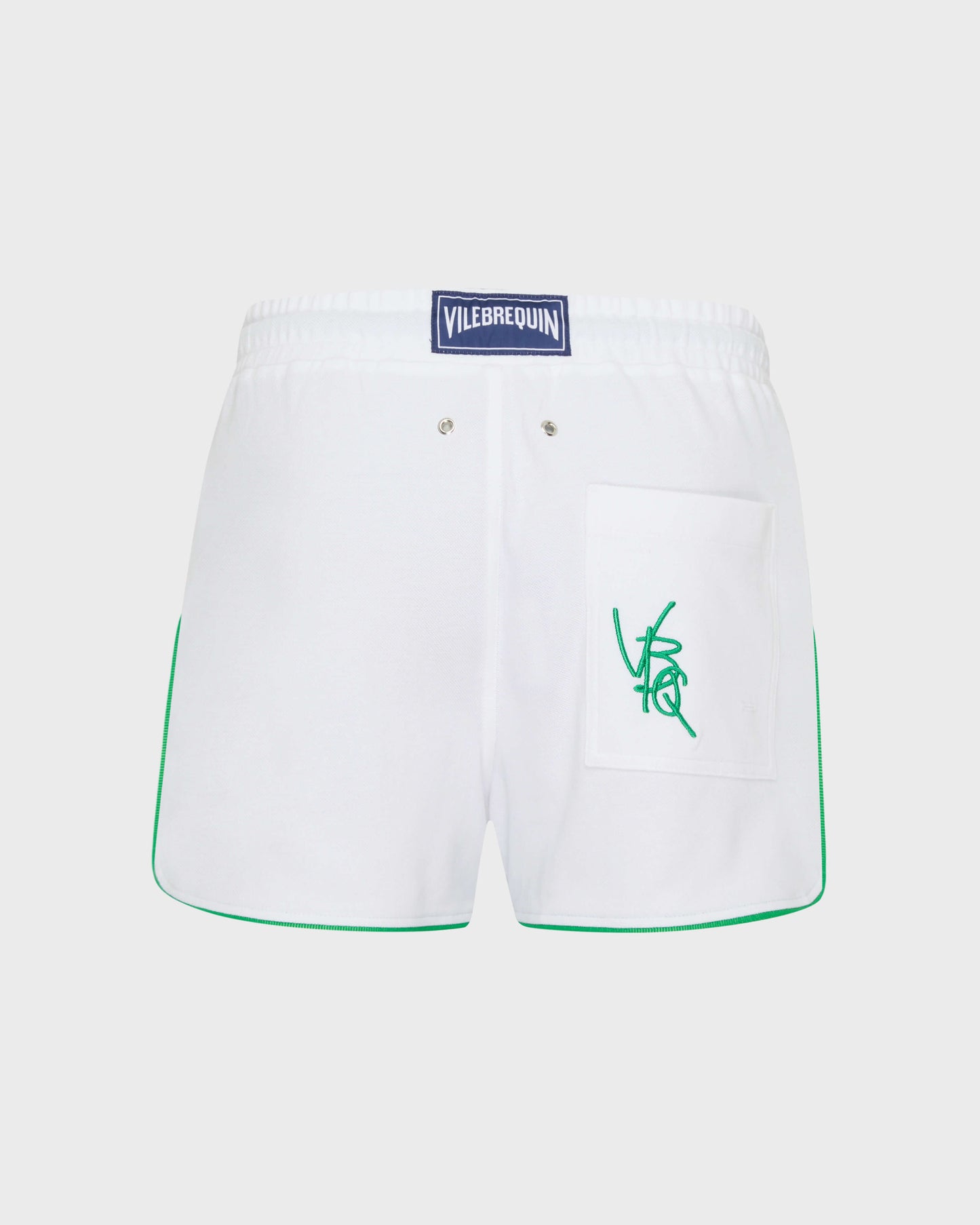 Vilebrequin Men Organic Cotton Bermuda Shorts Vbq Line - White