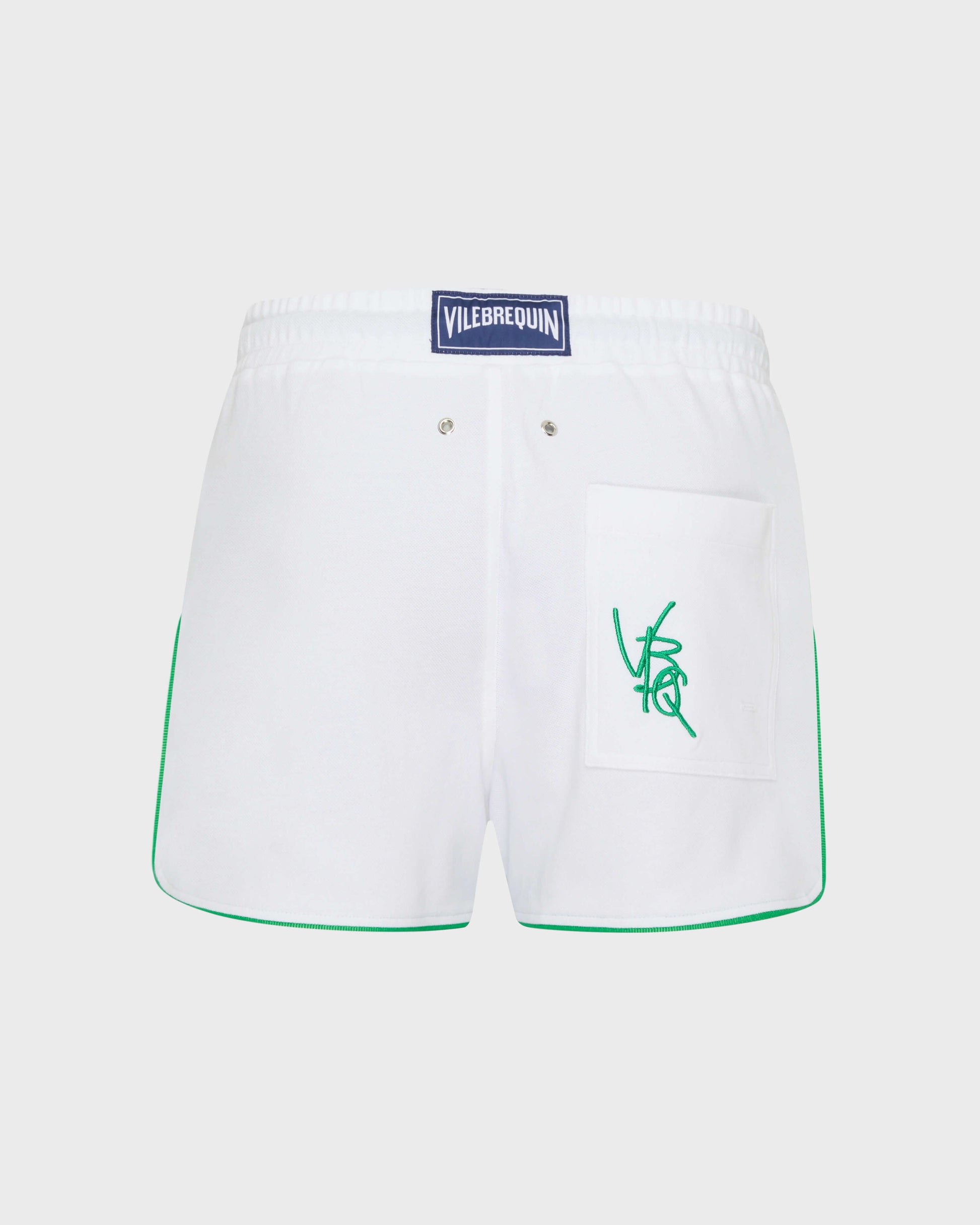 Vilebrequin Men Organic Cotton Bermuda Shorts Vbq Line - White