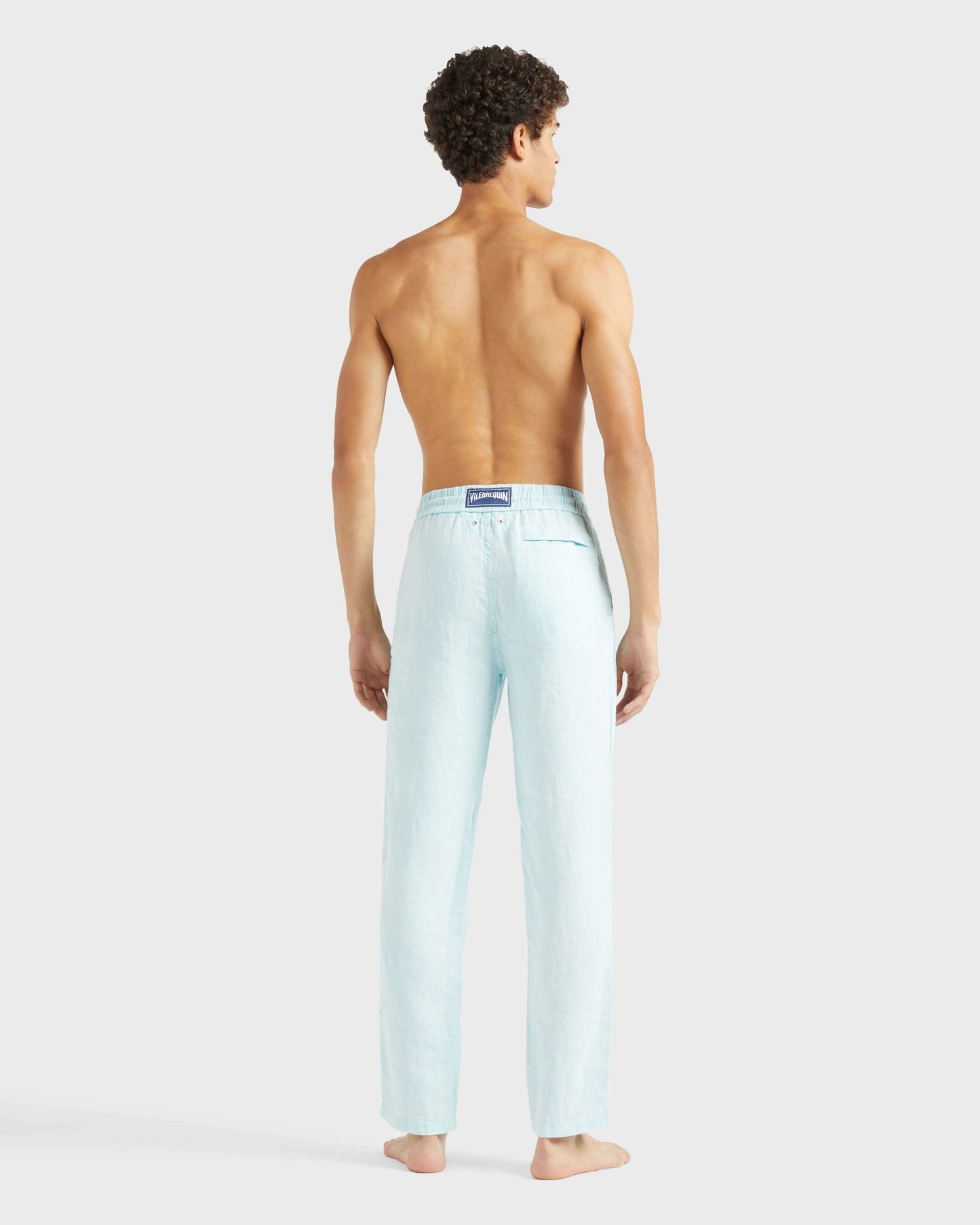 Vilebrequin Men Linen Pants Regular Fit Solid - Blue Pacific