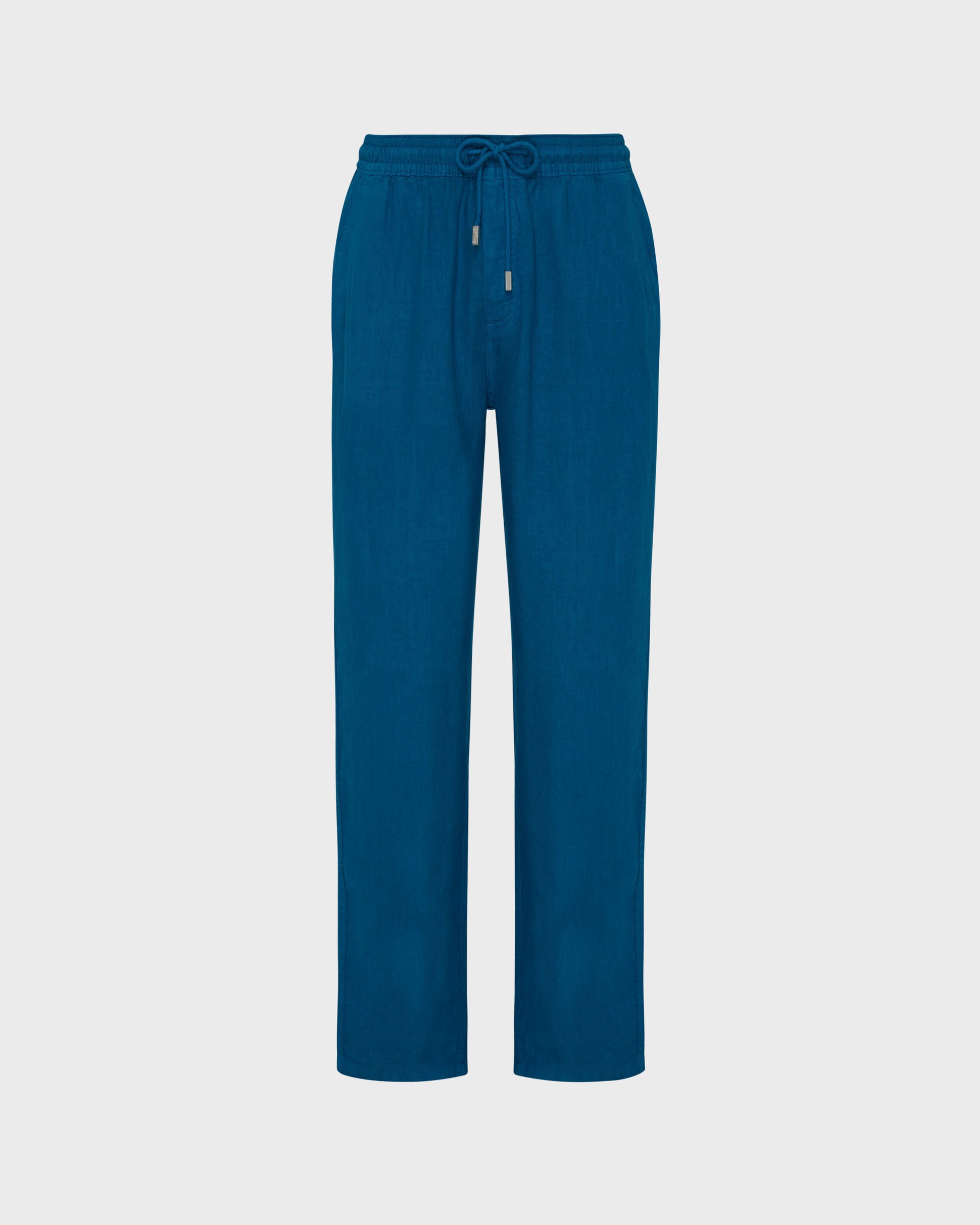 Vilebrequin Men Linen Pants Solid - Blue Peacock