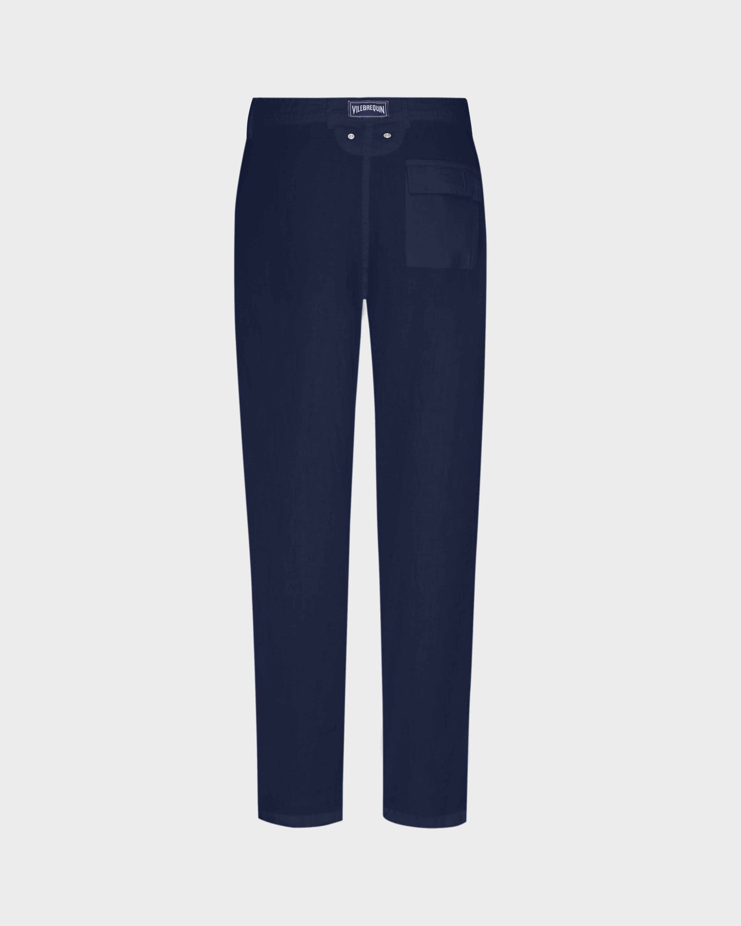 Vilebrequin Men Straight Linen Pants Solid - Blue Navy Pants