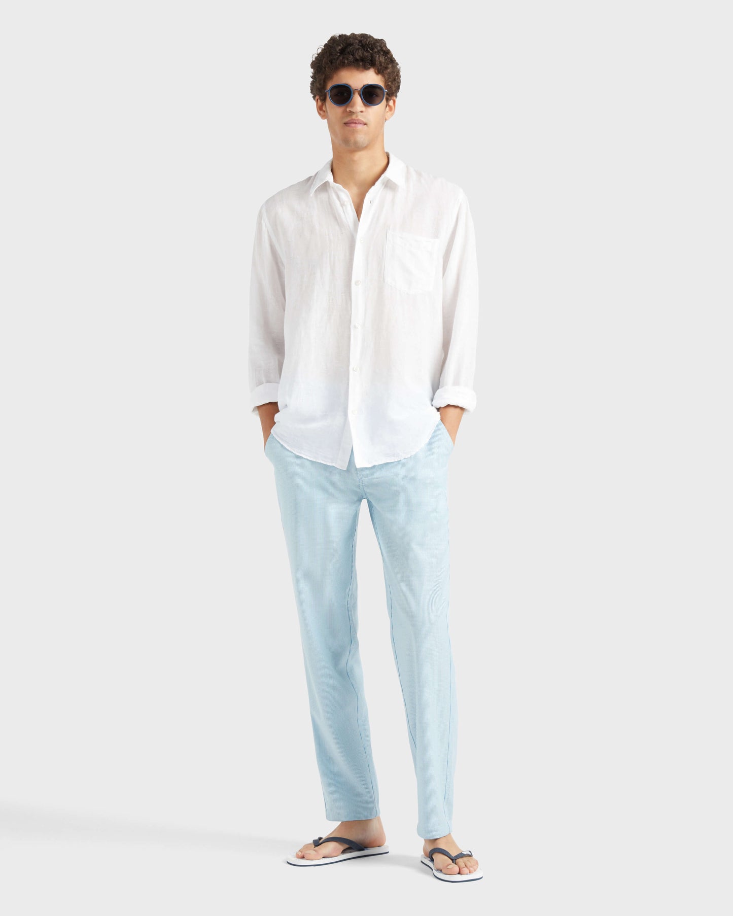 Vilebrequin Men Wool Regular Pants Micro Rayures Tailoring - Blue topaz