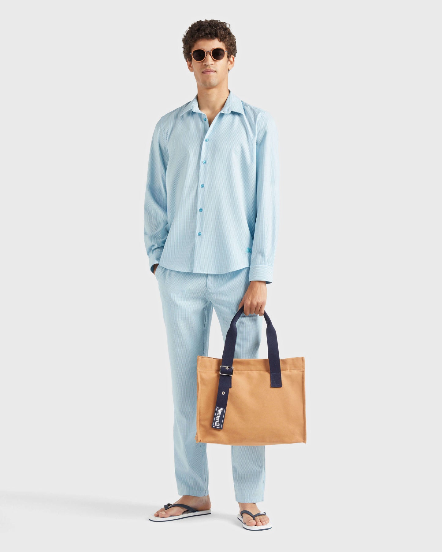 Vilebrequin Men Wool Regular Pants Micro Rayures Tailoring - Blue topaz