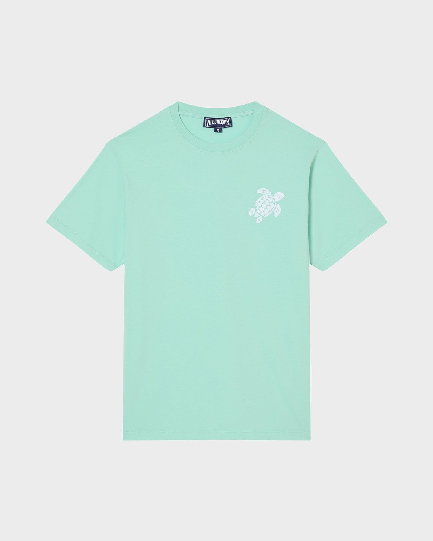 Vilebrequin Men Organic Cotton T-shirt Big Turtle Embroidery - Green Caribbean