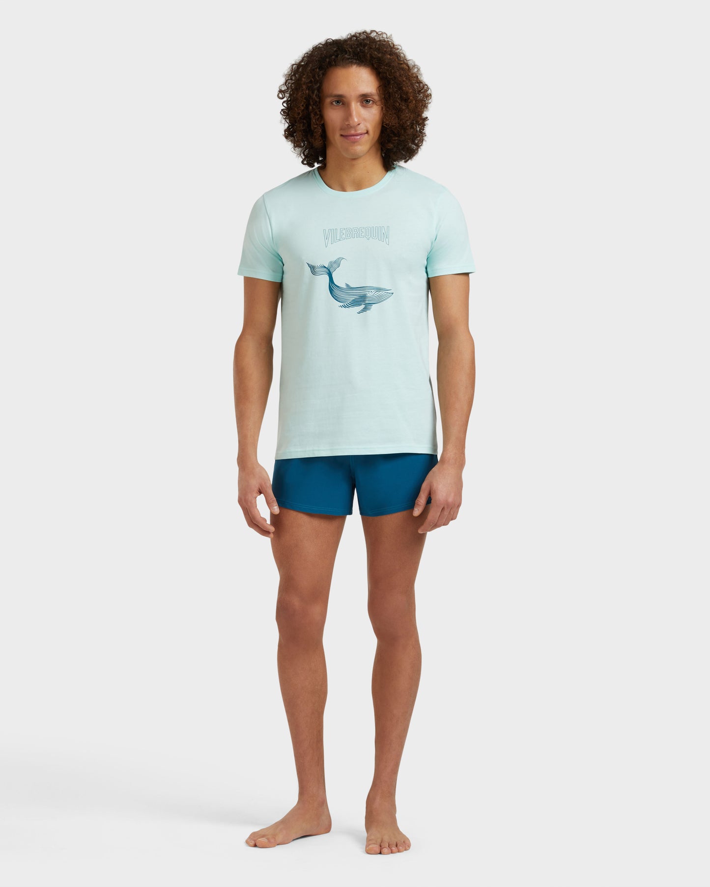 Vilebrequin Men Organic Cotton T-shirt Whales - Blue note