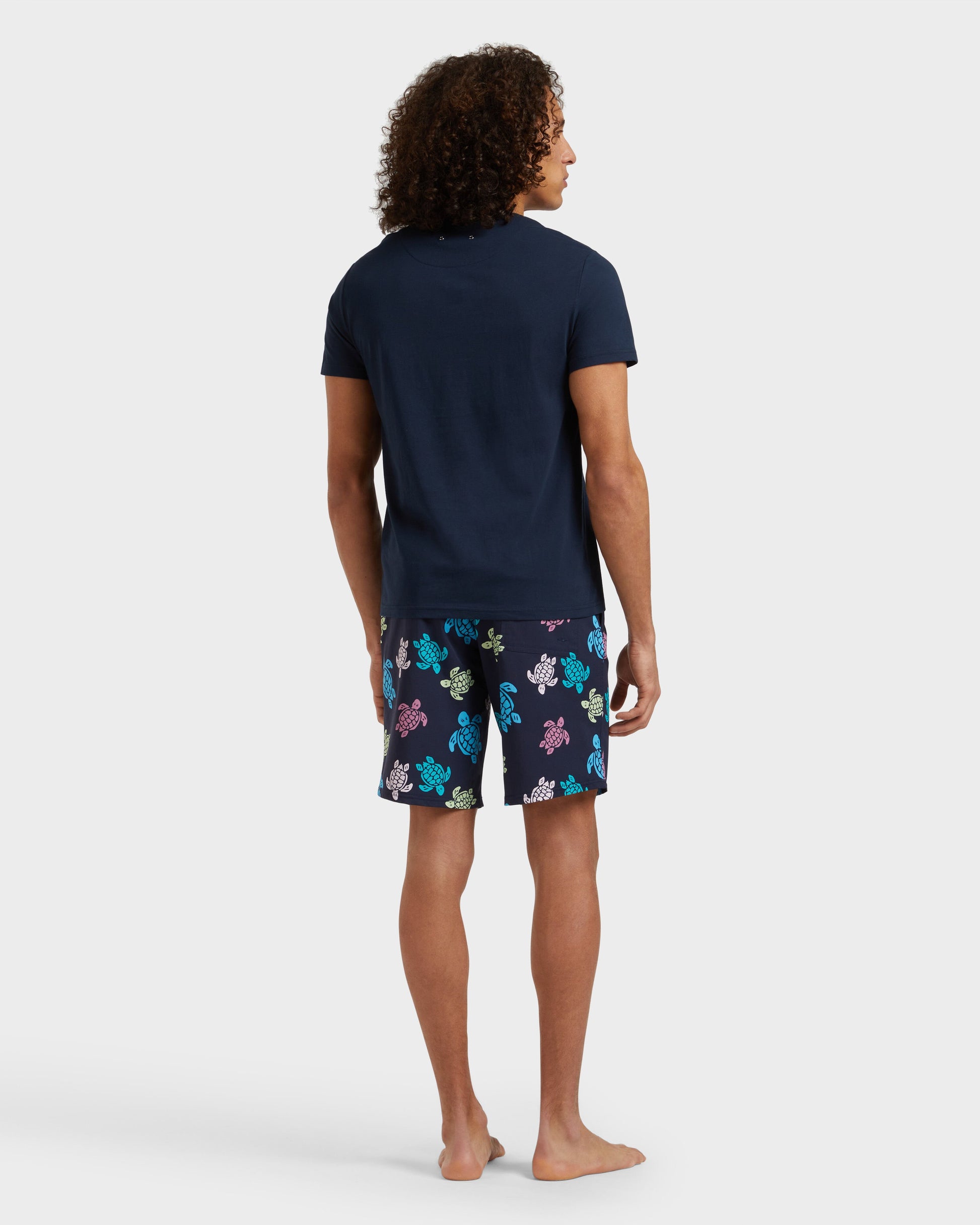 Vilebrequin Men Cotton T-Shirt Tortues Multicolores - Blue Navy