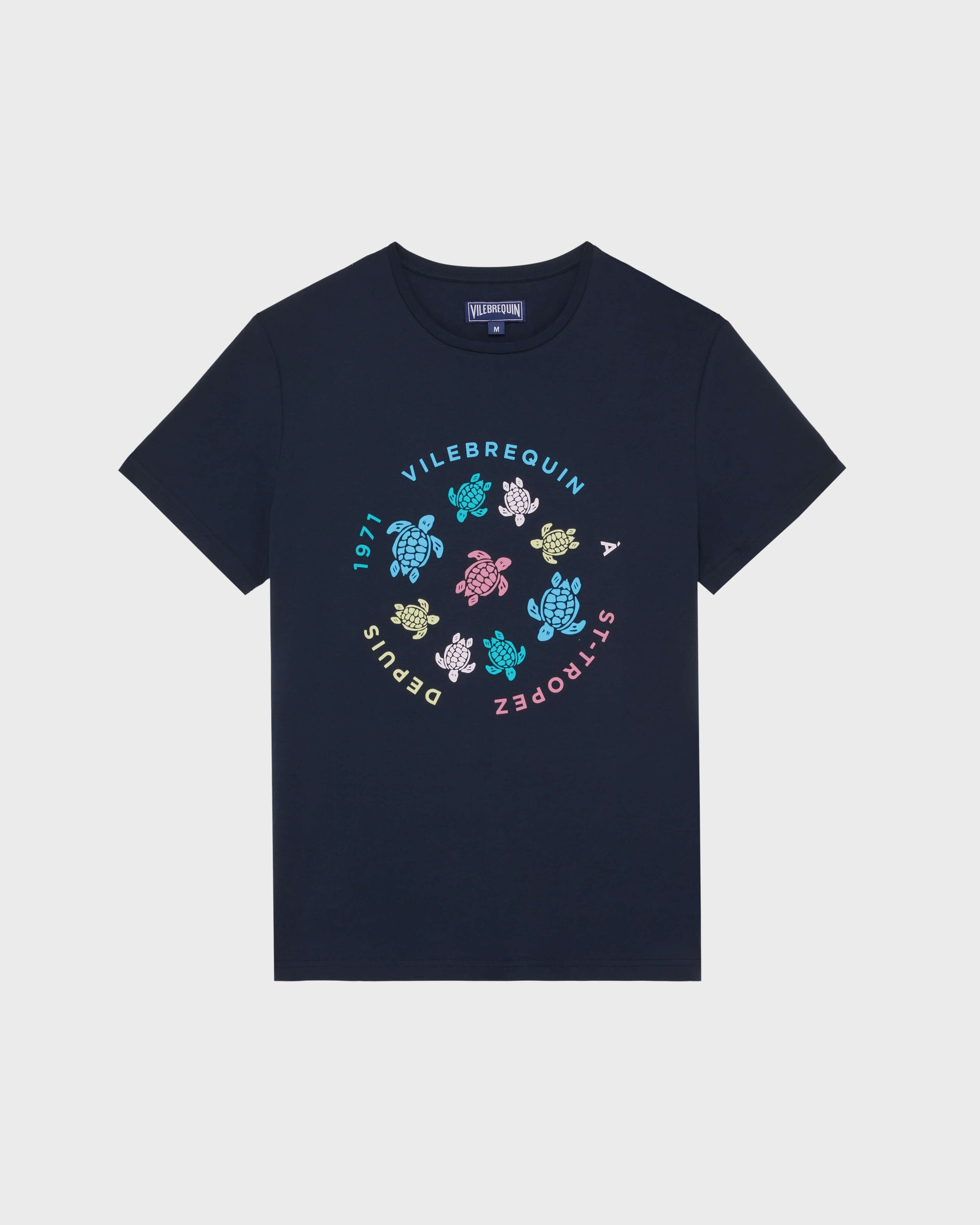 Vilebrequin Men Cotton T-Shirt Tortues Multicolores - Blue Navy