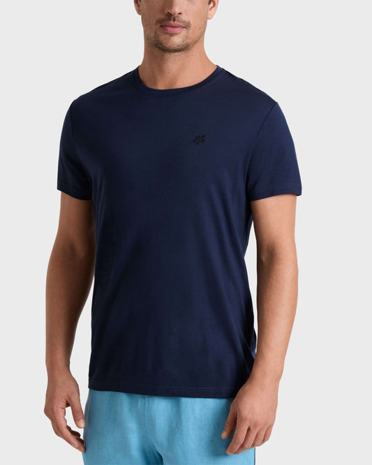 Vilebrequin Men Wool T-shirt Solid - Blue Navy
