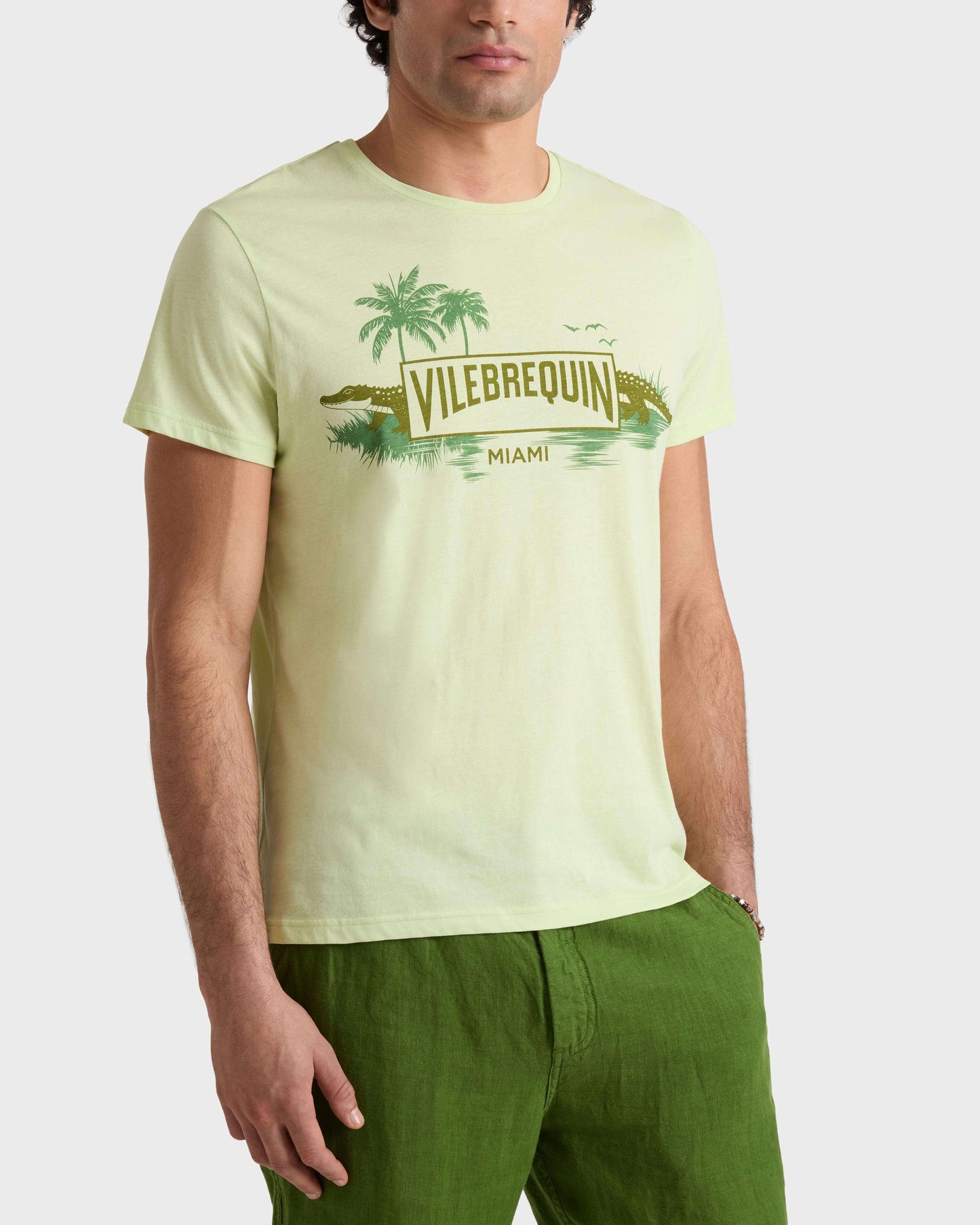 Vilebrequin Men Organic Cotton T-shirt City - Green Macaroon