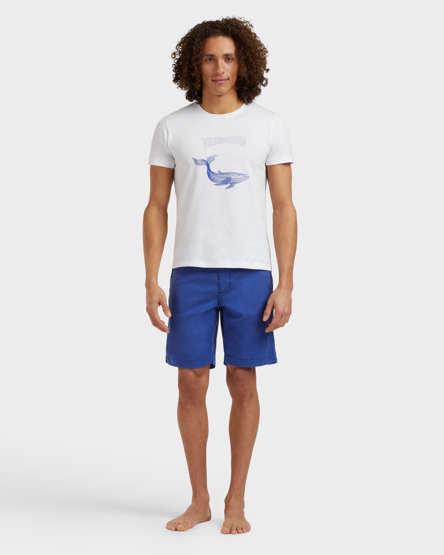 Vilebrequin Men Organic Cotton T-shirt Whales - White