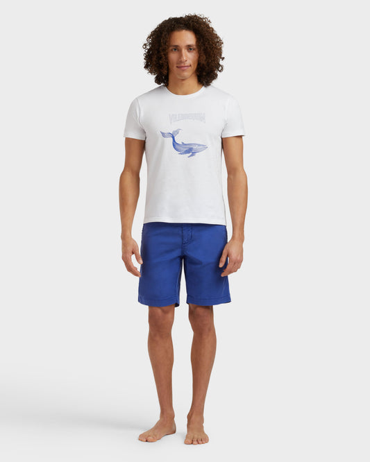 Vilebrequin Men Organic Cotton T-shirt Whales - White